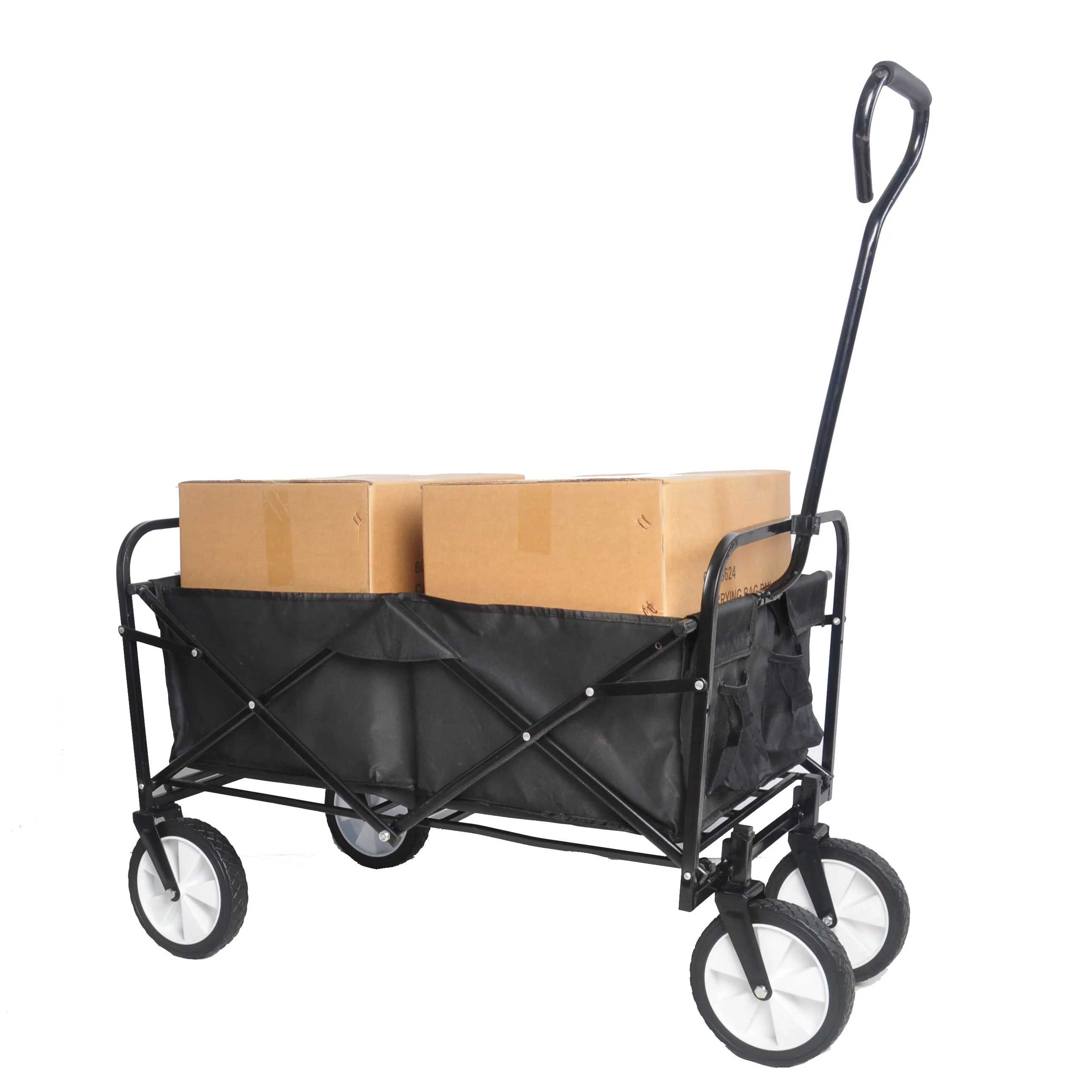 Folding Wagon Garden Shopping Beach Cart (Black) - Image 35
