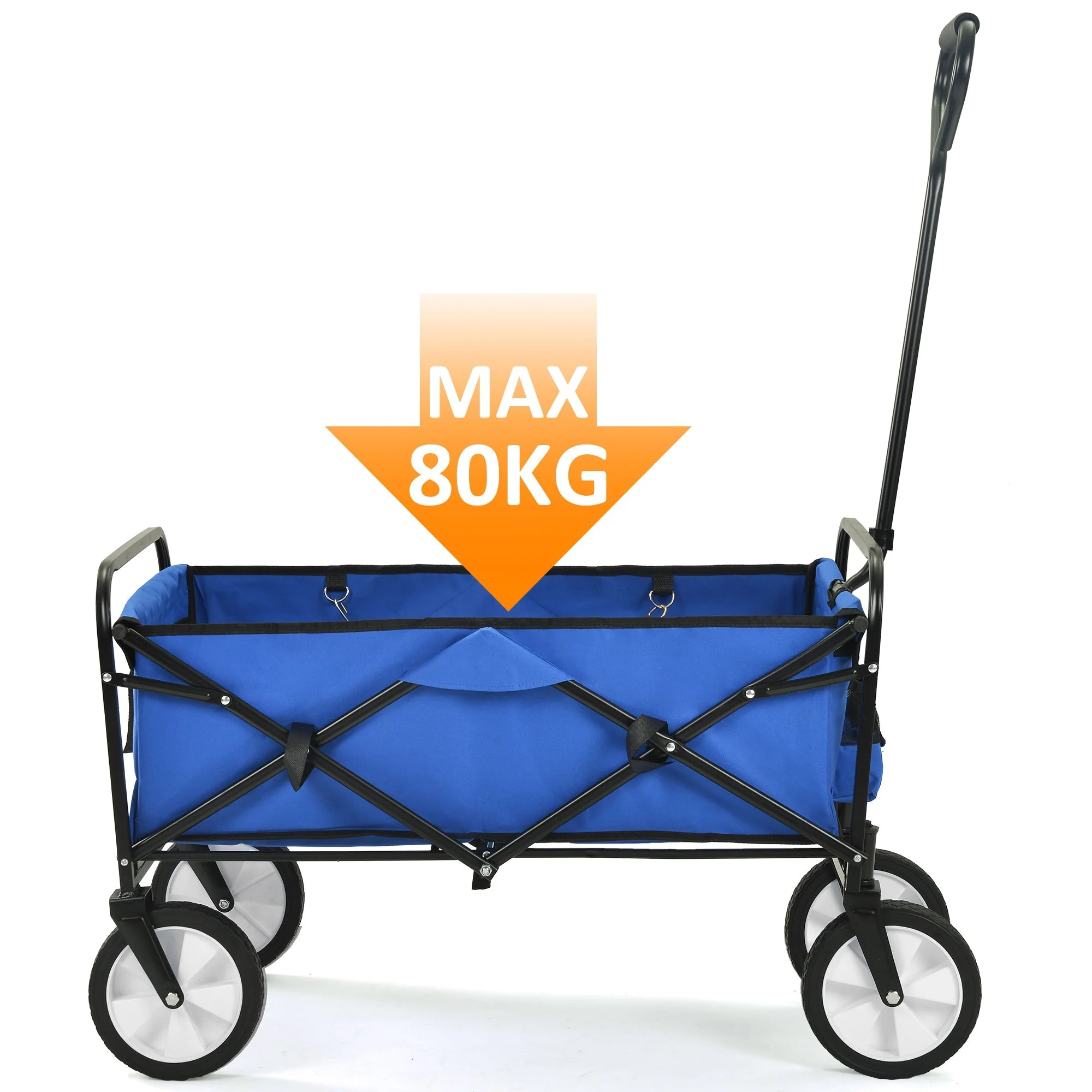 Folding Wagon Garden Shopping Beach Cart (Blue) - Image 29