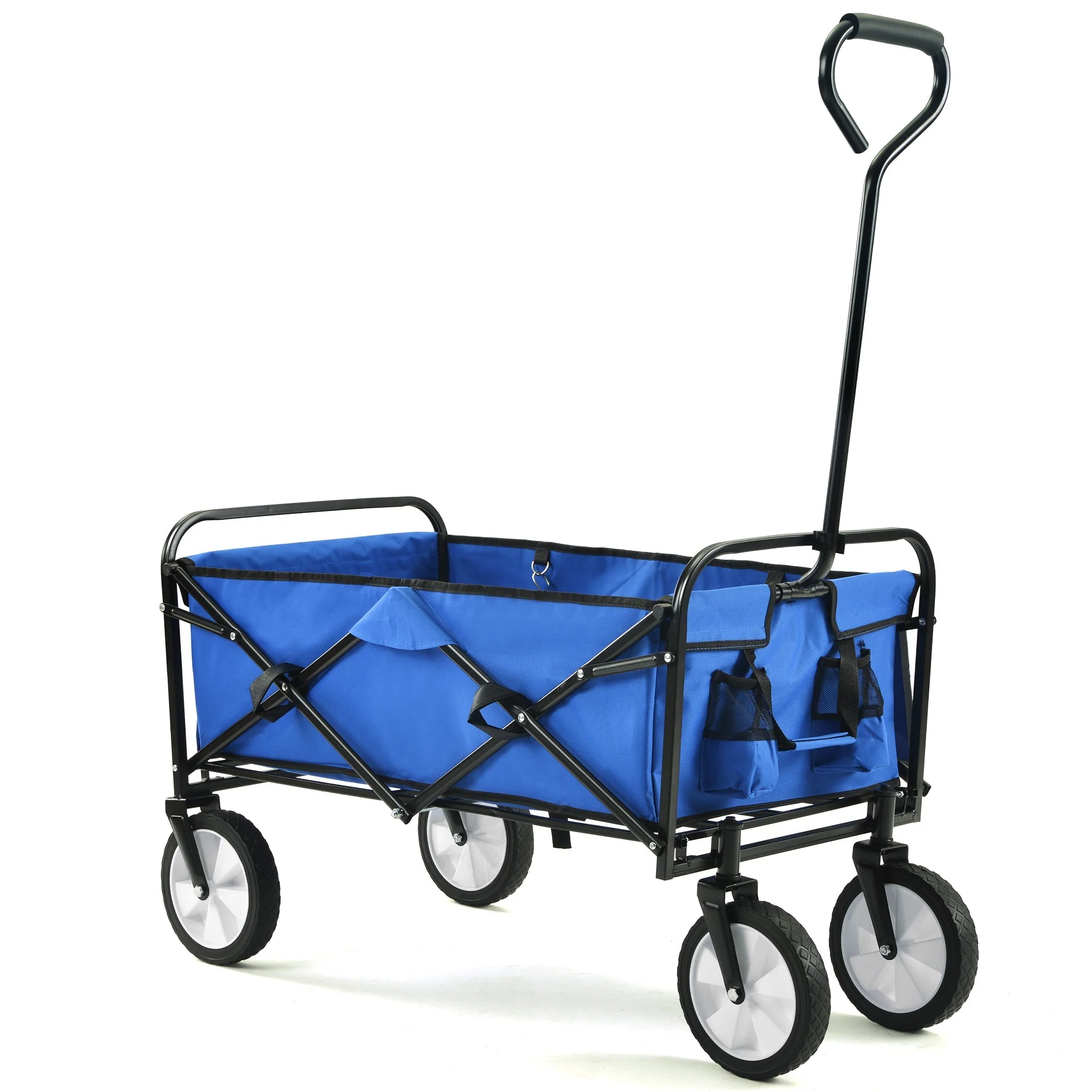 Folding Wagon Garden Shopping Beach Cart (Blue) - Image 42