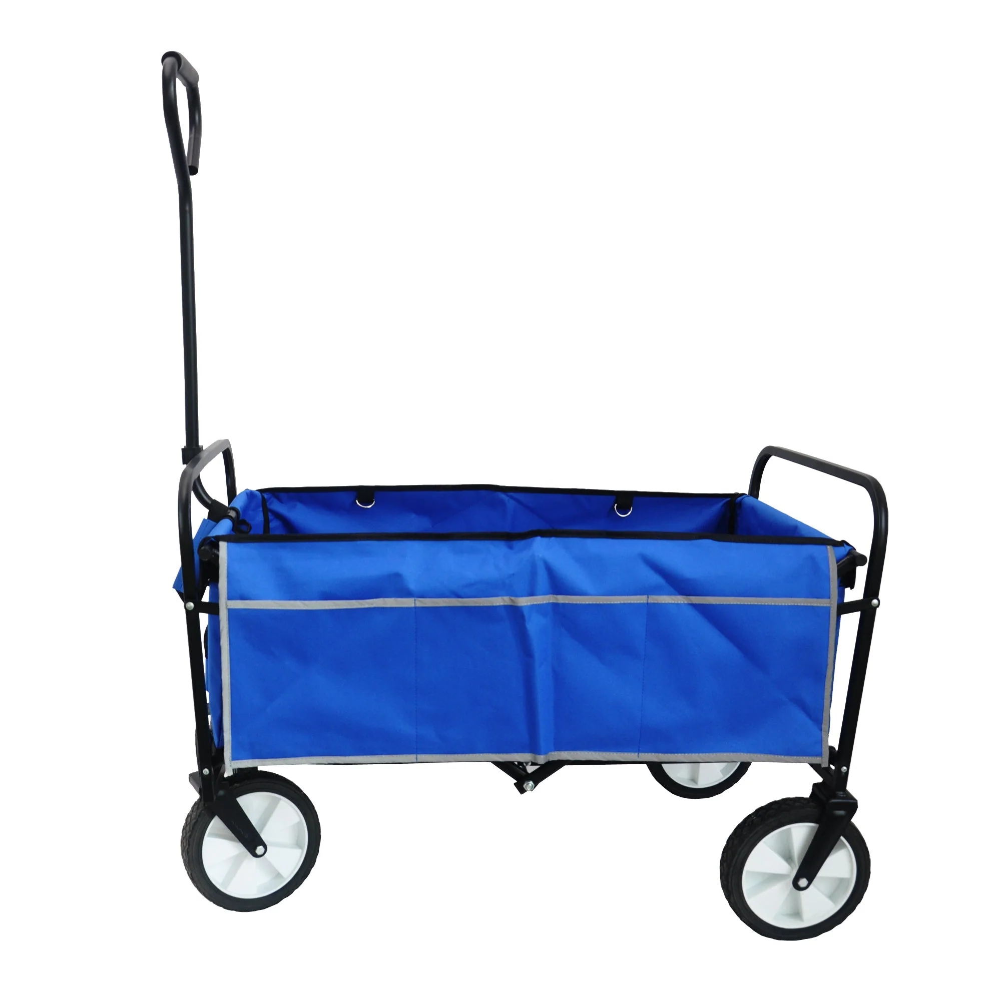 Folding Wagon Garden Shopping Beach Cart (Blue) - Image 44