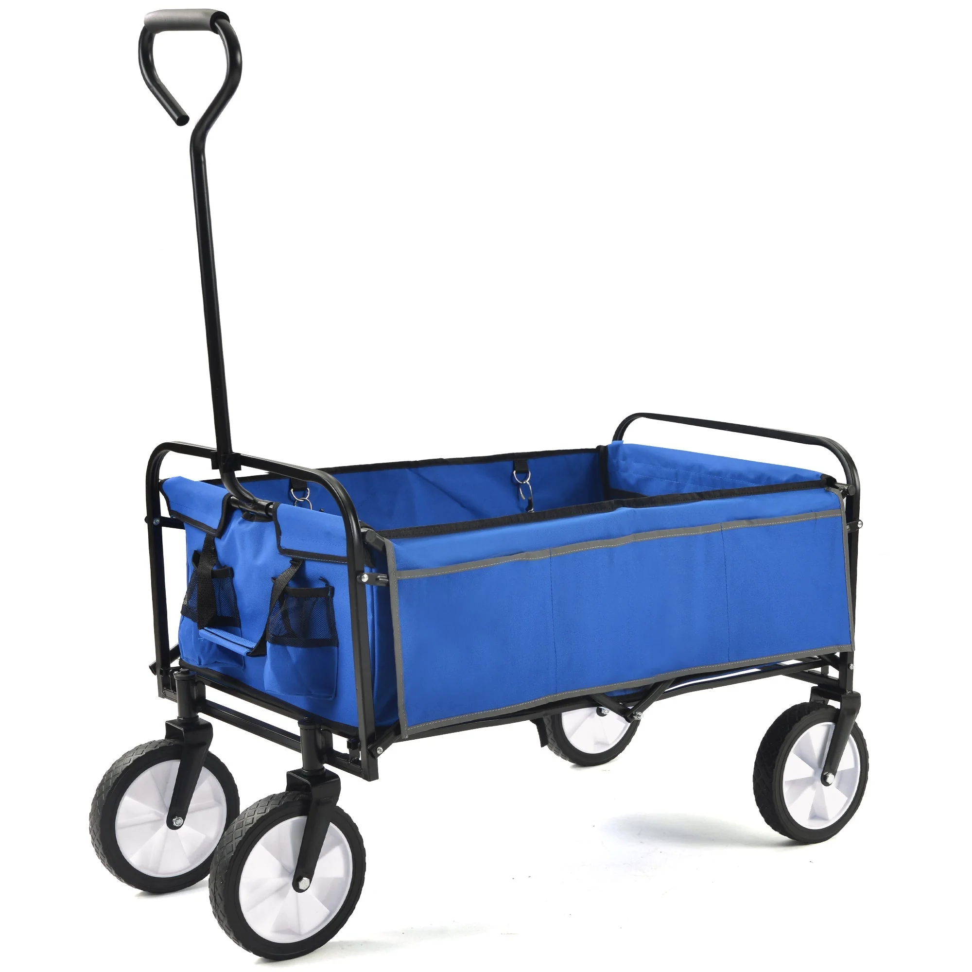 Folding Wagon Garden Shopping Beach Cart (Blue) - Image 7