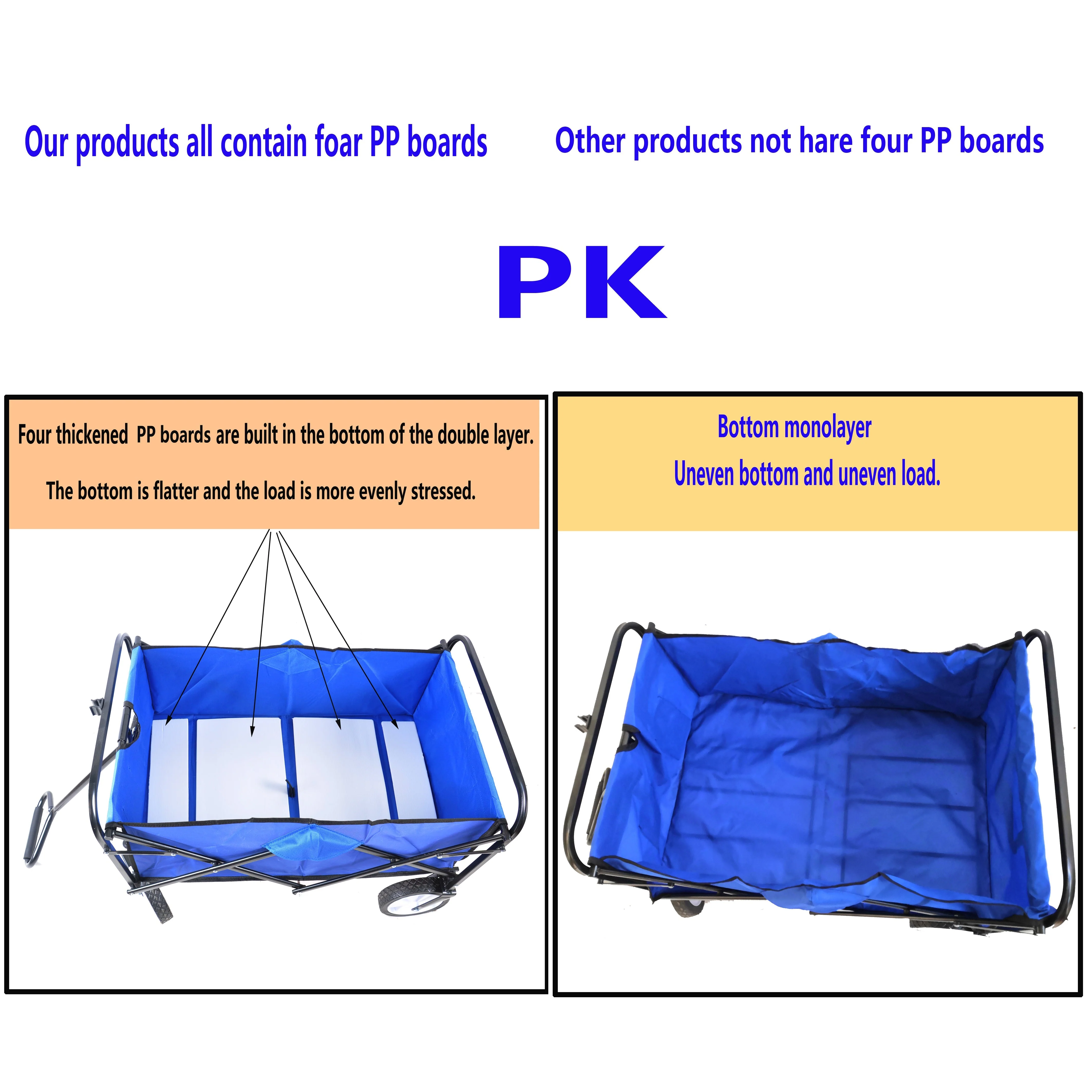 Folding Wagon Garden Shopping Beach Cart (Blue) - Image 18