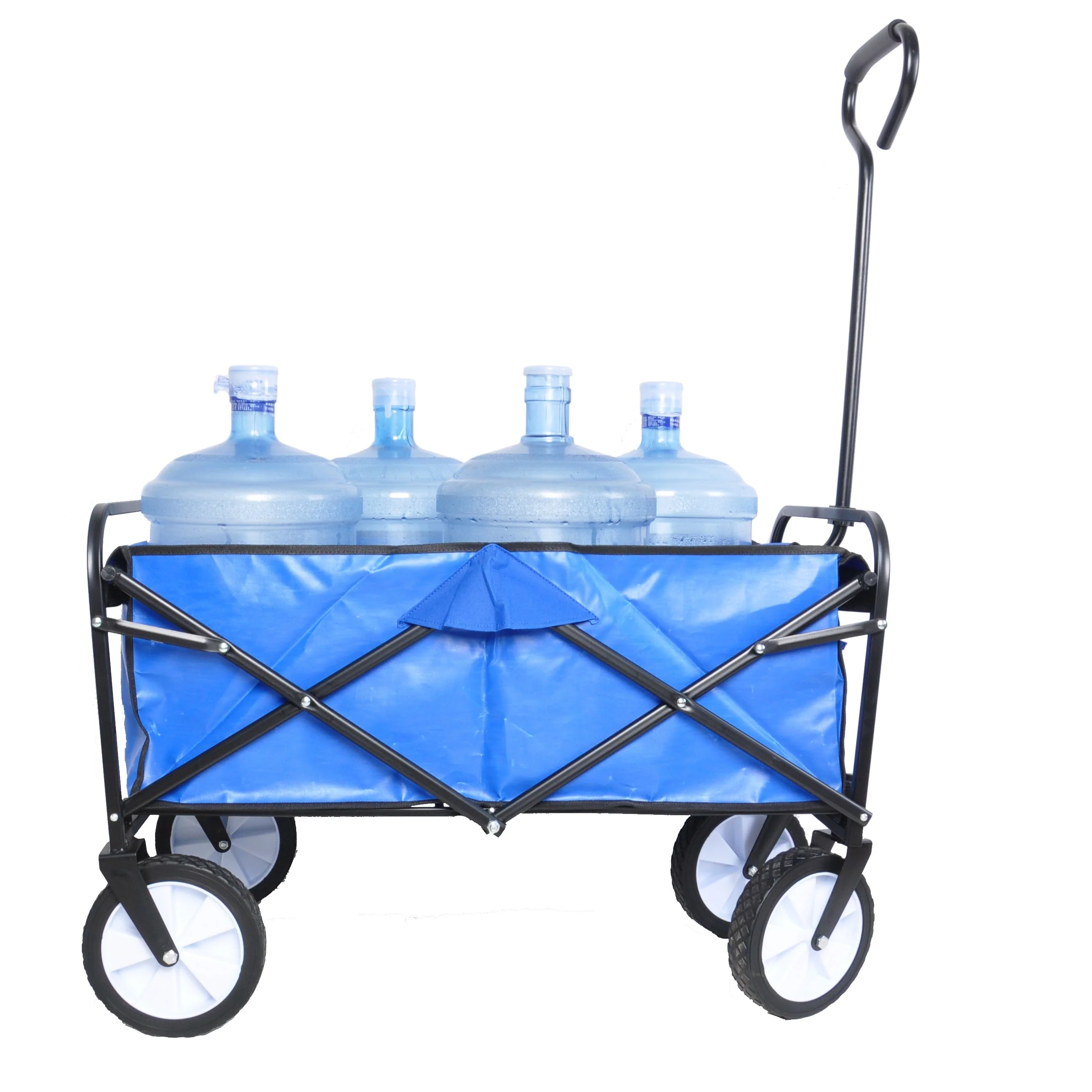 Folding Wagon Garden Shopping Beach Cart (Blue) - Image 30