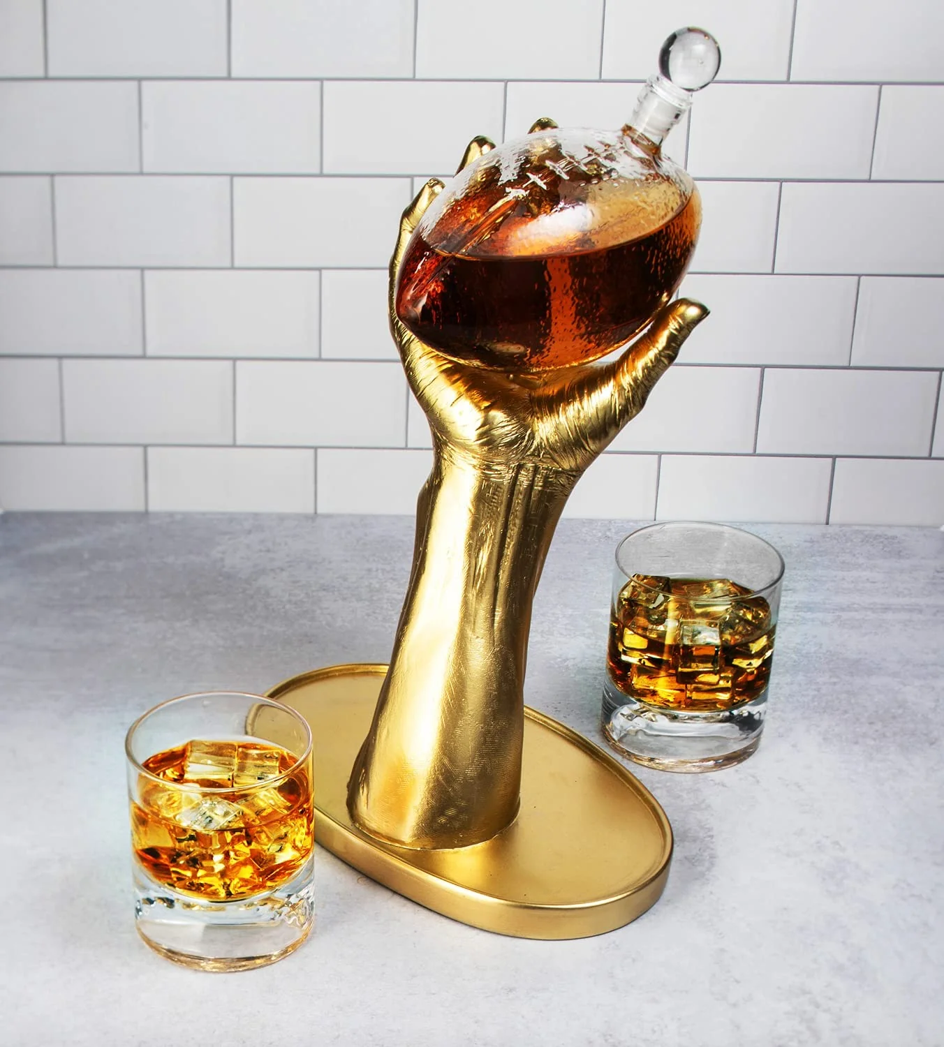 Football Decanter with 2 Football Whiskey & Wine Glasses - Image 3