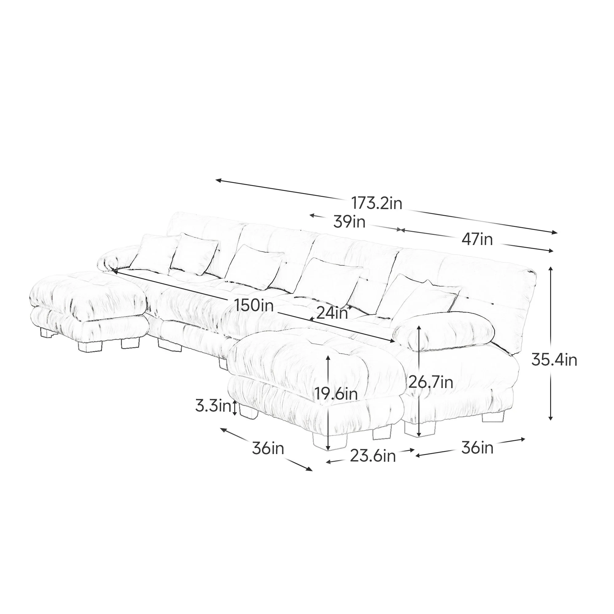 Free Combination Modular Sectional 4 Seater Sofa - Image 4
