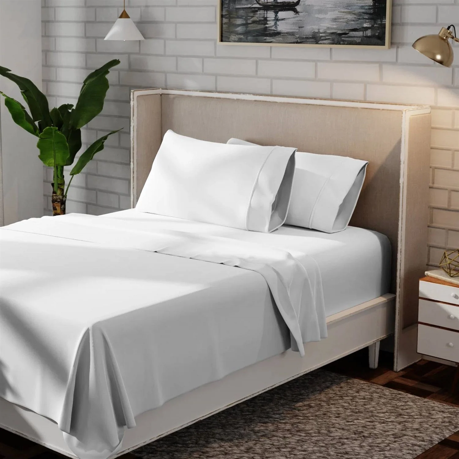 Full Size, White Organic Cotton Sheet Set - Image 3