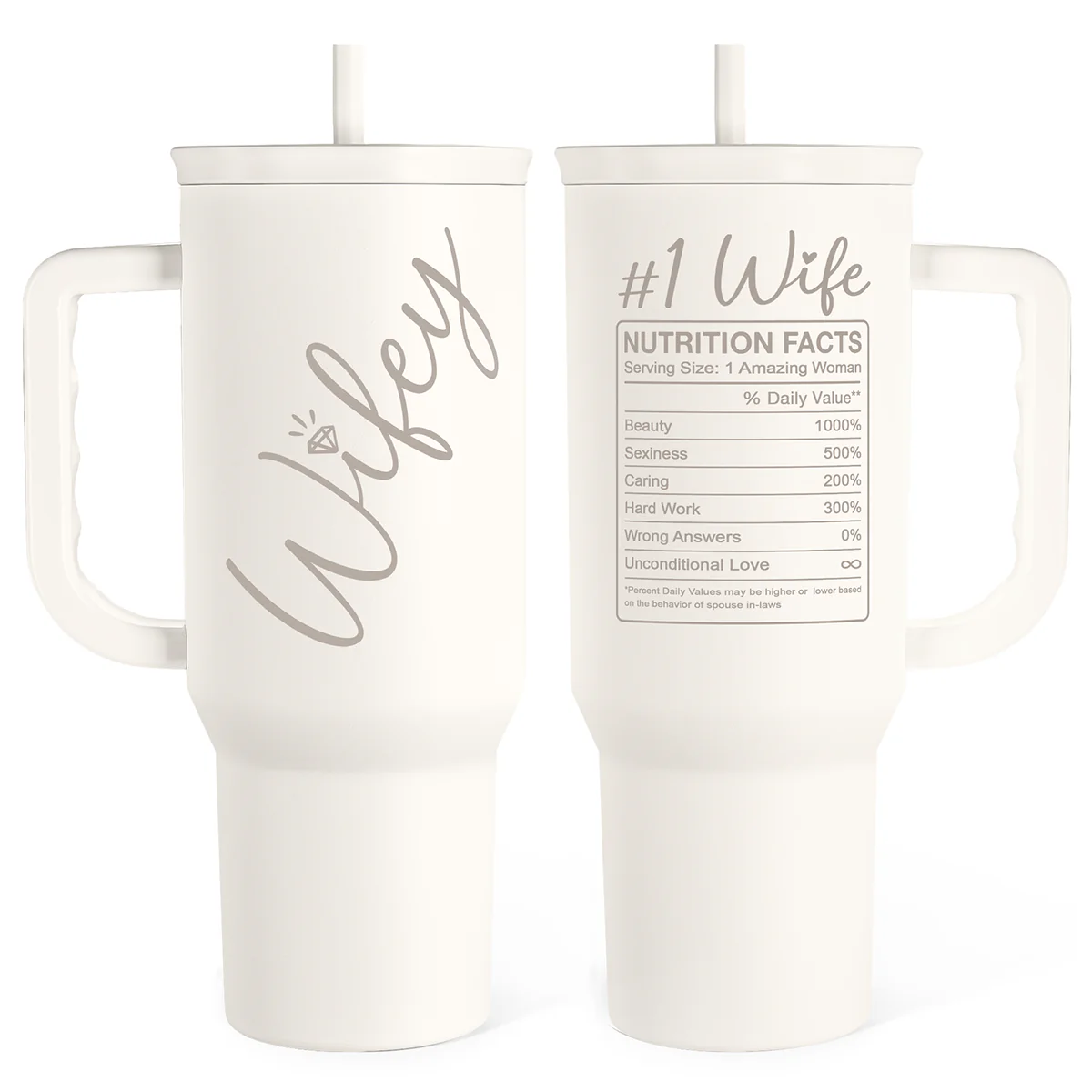 Valentine's Day Travel Tumbler for Wife - 40oz, White - Image 3