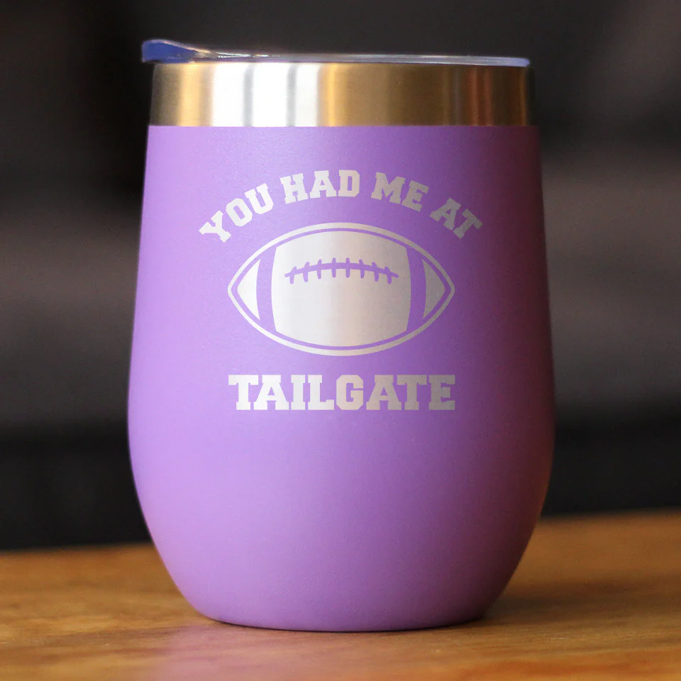 Had Me At Tailgate - Wine Tumbler Cup with Sliding Lid - Image 2