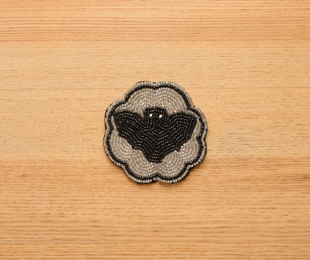 Halloween Bat Beaded Coaster – Handmade Cup Mat with Glass Beads - Image 4