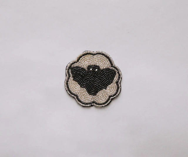 Halloween Bat Beaded Coaster – Handmade Cup Mat with Glass Beads - Image 5