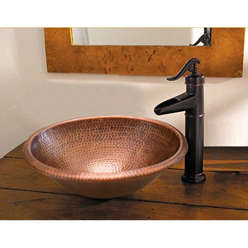 Hammered Copper Oval Bathroom Sink Vessel 17 x 13 inch - Image 5