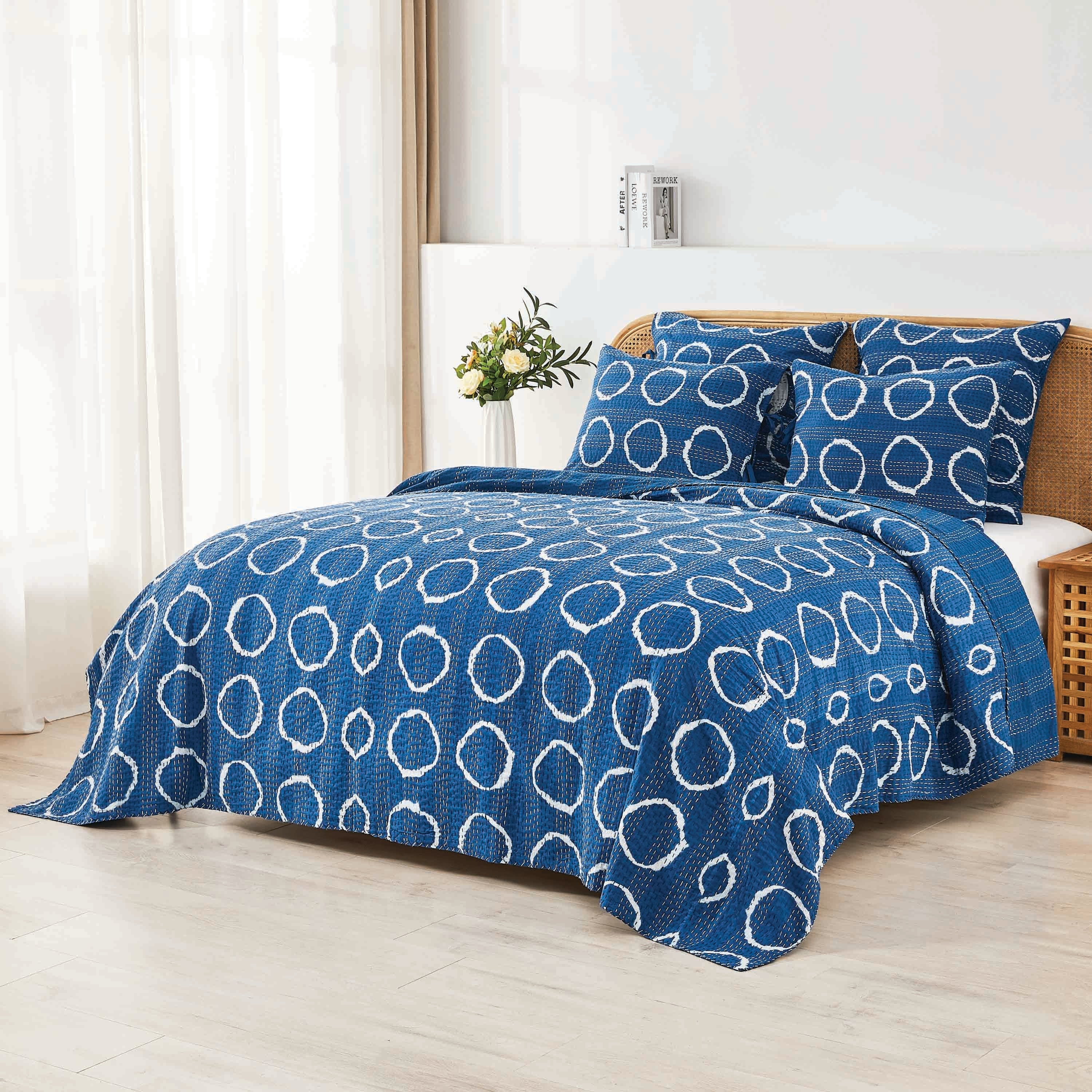 Hand Stitched Block Print Kantha Coverlets - Image 5