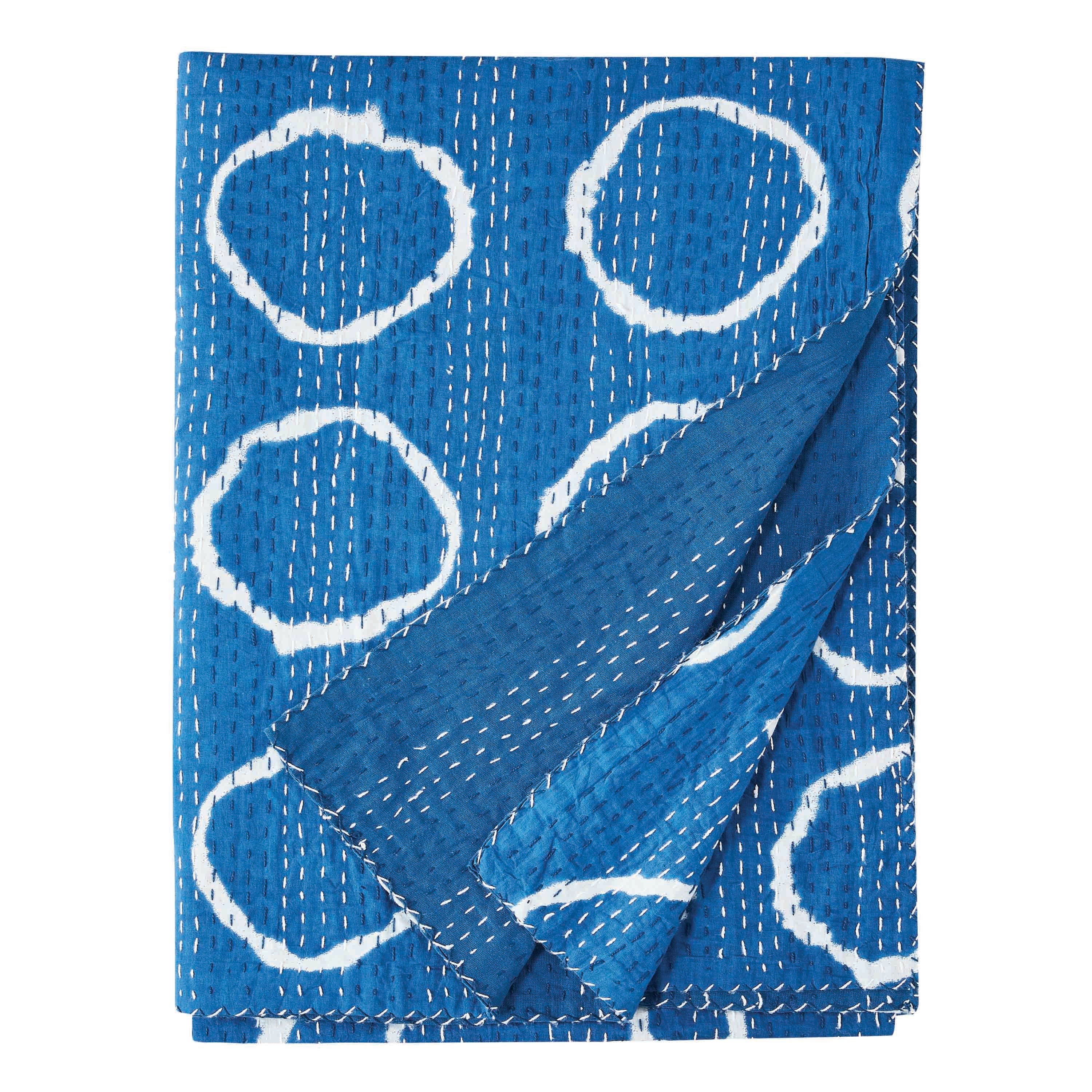 Hand Stitched Block Print Kantha Coverlets - Image 9