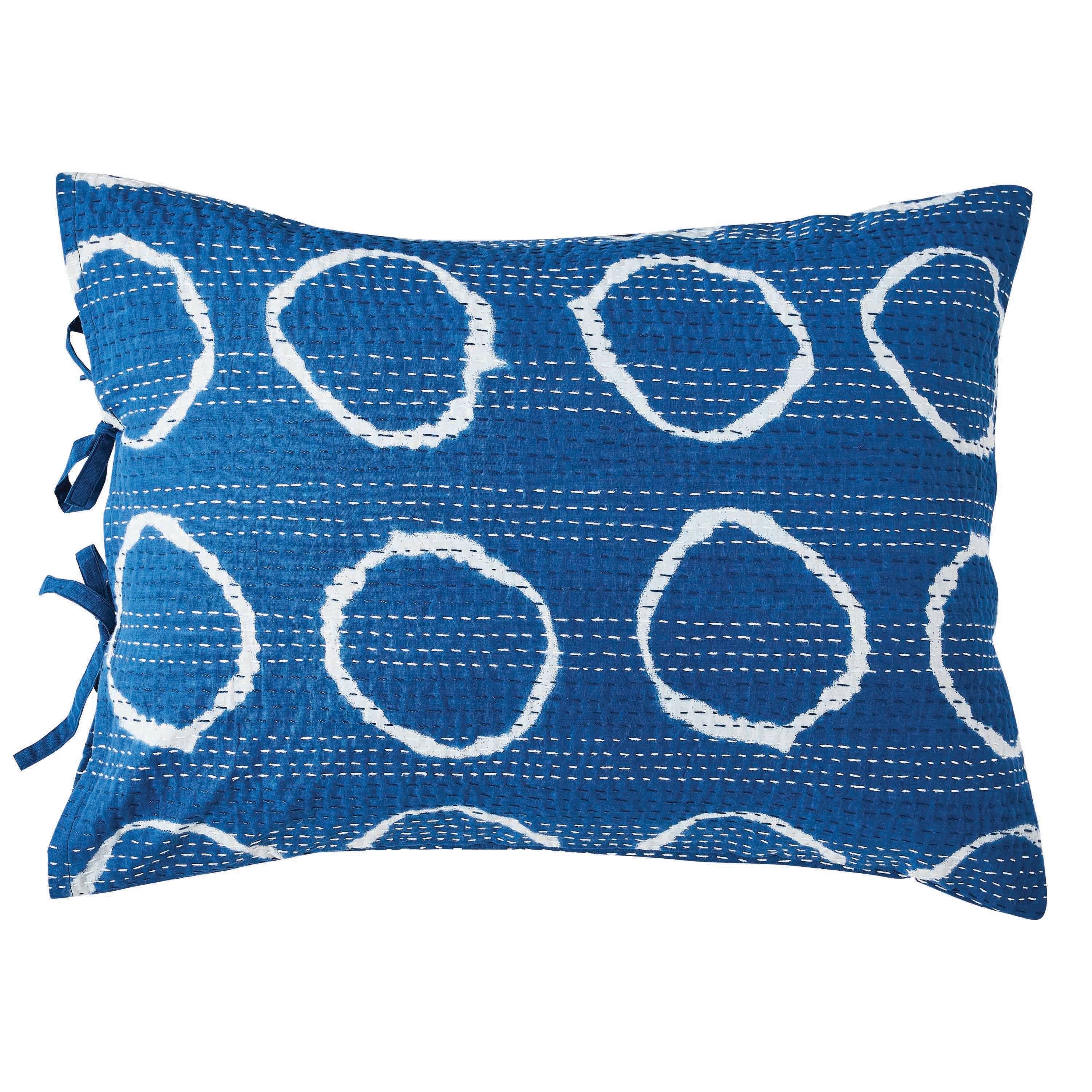 Hand Stitched Block Print Kantha Pillow Sham Pairs - Image 5