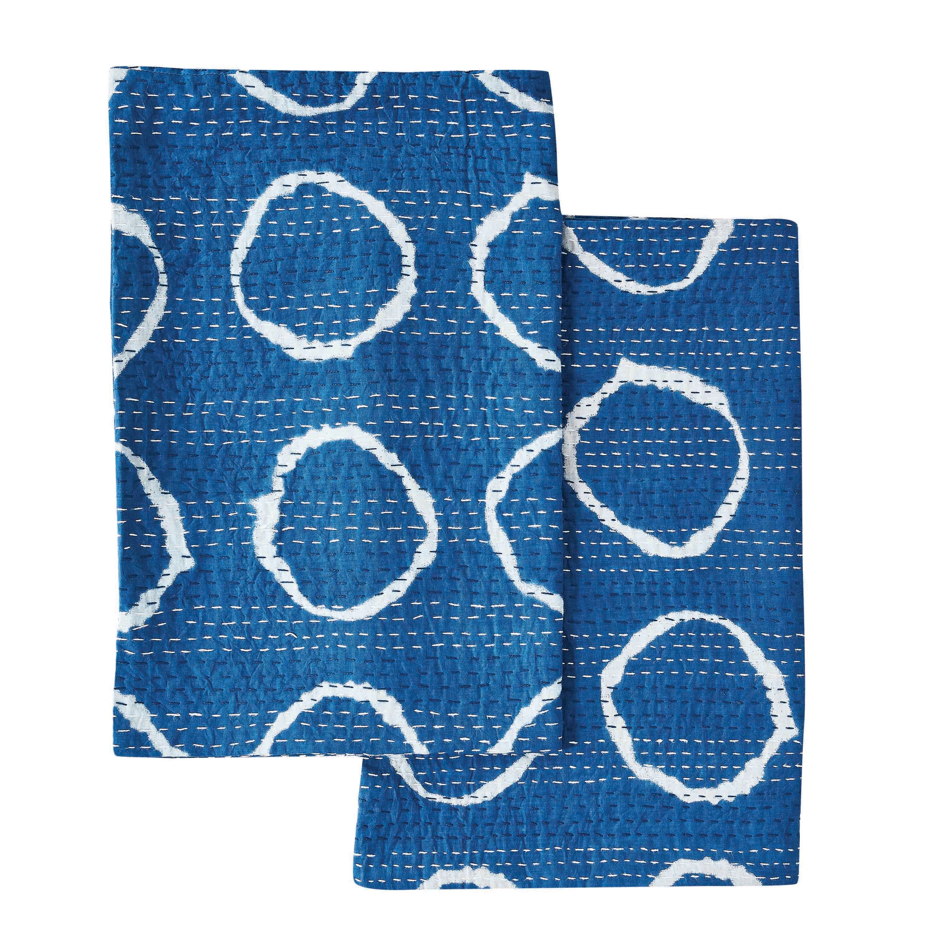 Hand Stitched Block Print Kantha Pillow Sham Pairs - Image 6