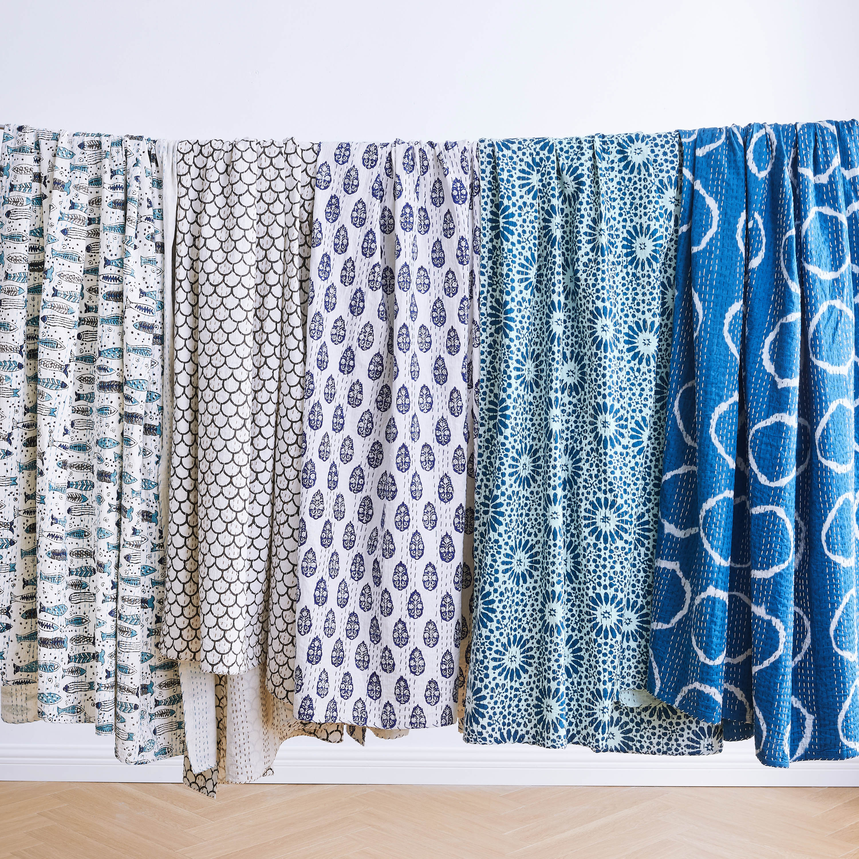 Hand Stitched Block Print Kantha Throws - Image 2