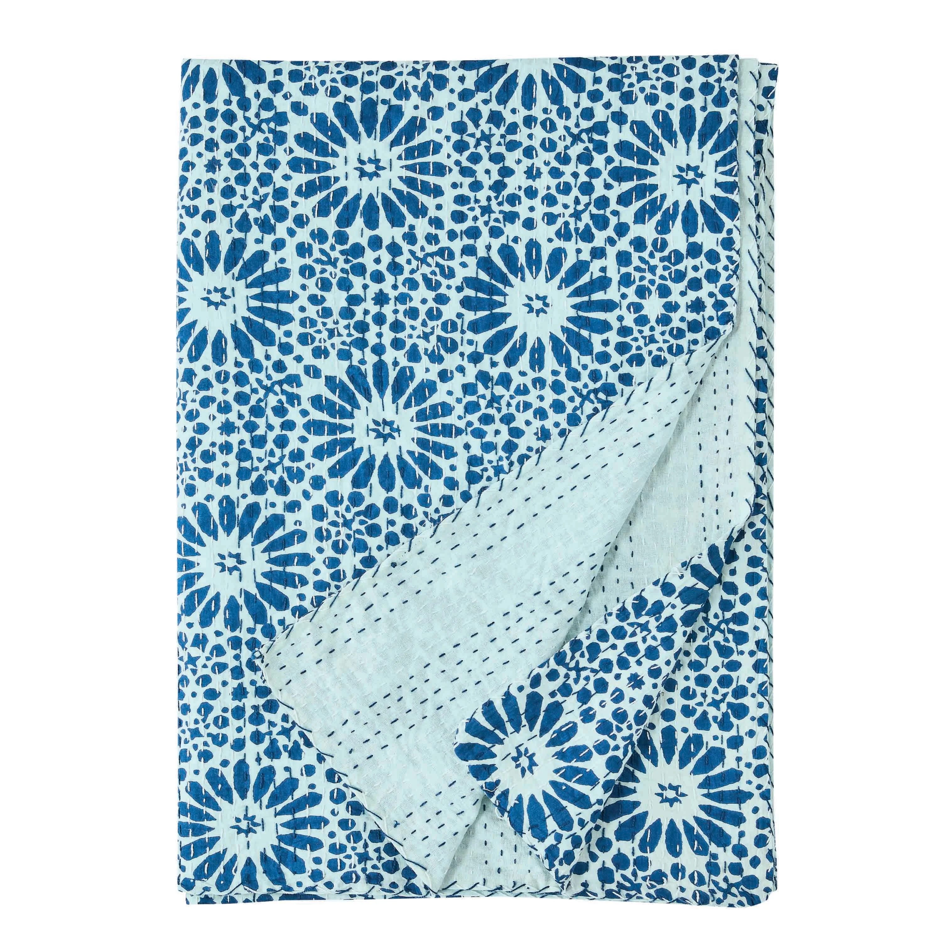 Hand Stitched Block Print Kantha Throws - Image 23