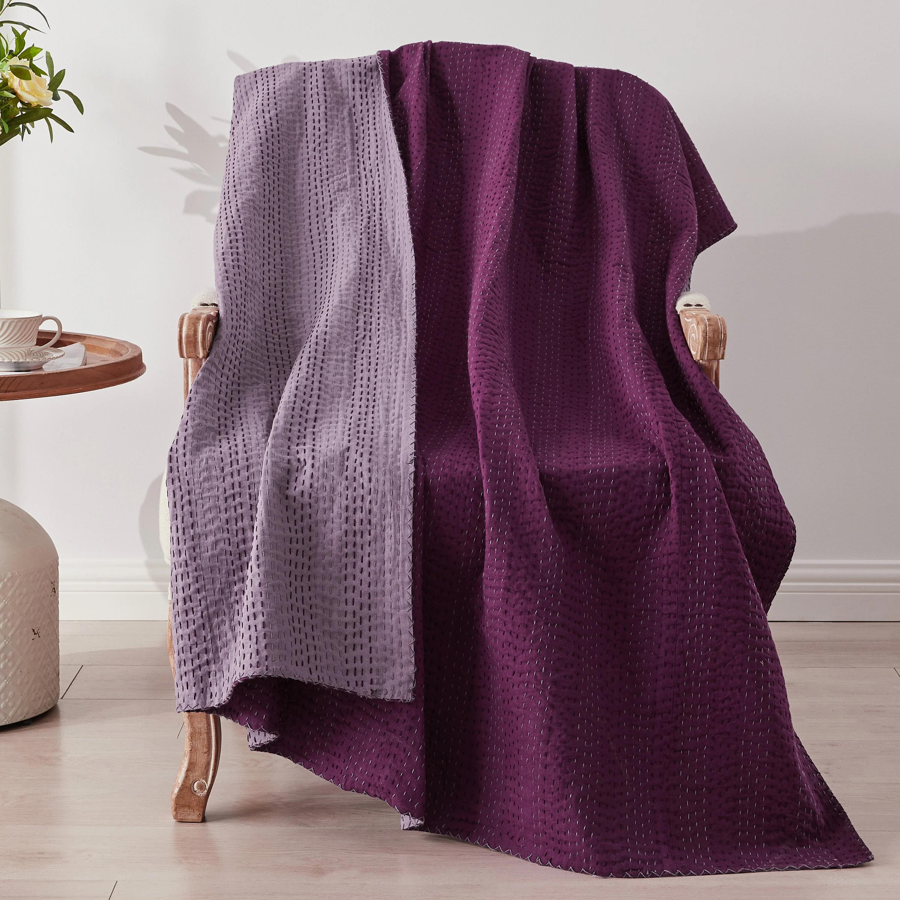 Hand Stitched Reversible Kantha Throws - Image 9
