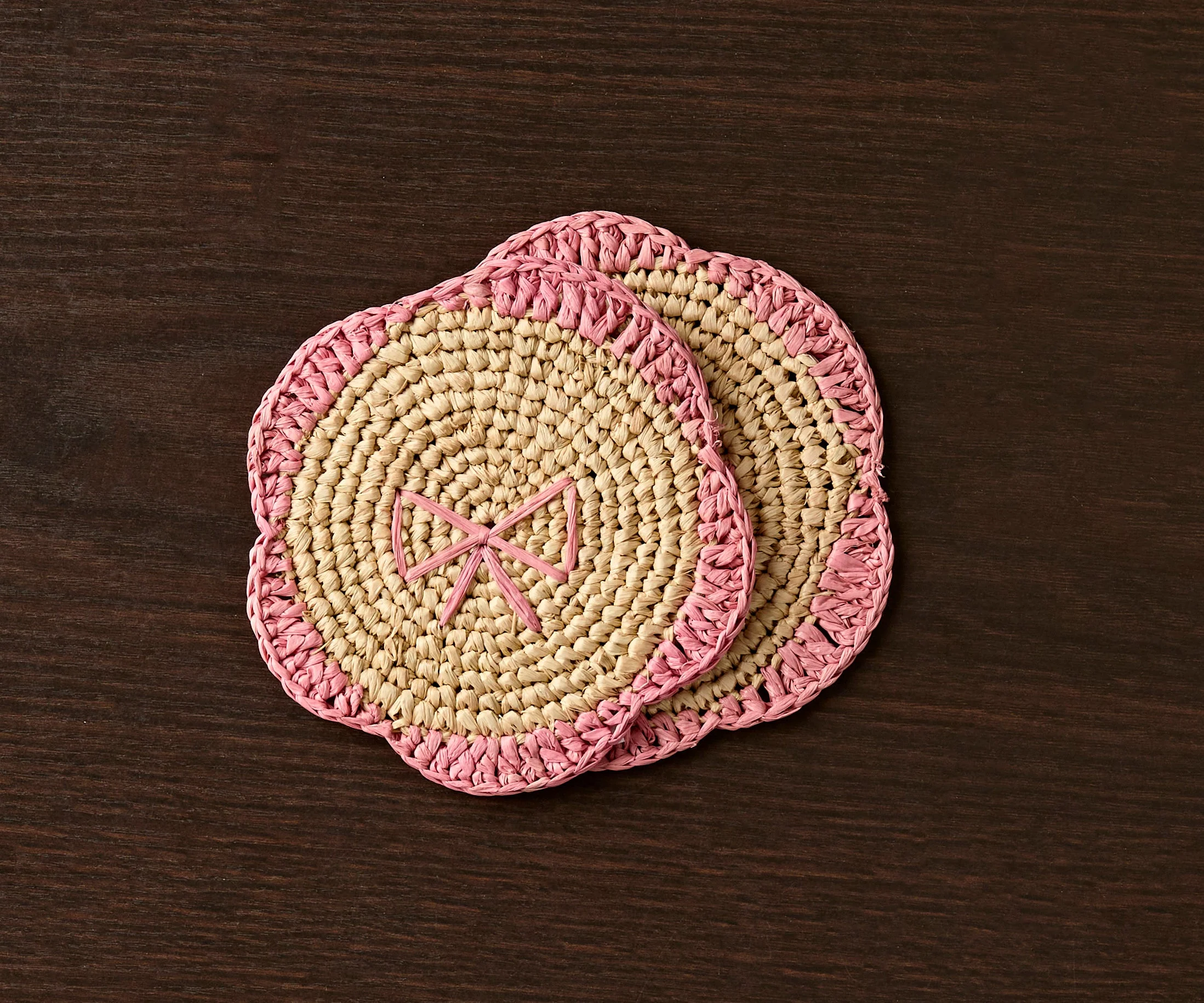 Handwoven Raffia Fringe Coaster - Image 4