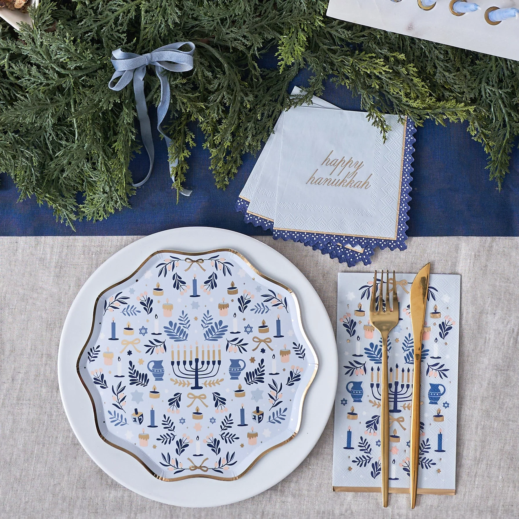 Happy Hanukkah Cocktail Napkins - Image 2