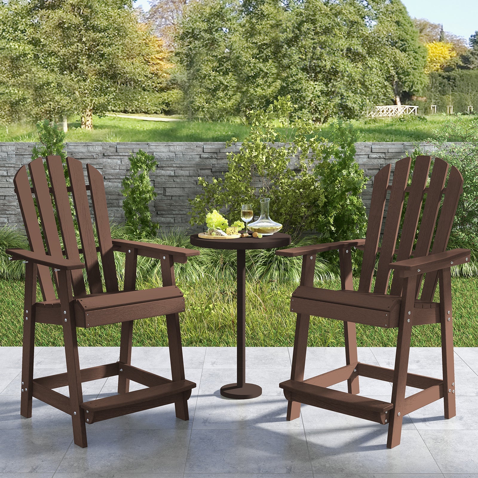 Patio Chair with Armrest and Footrest - Brown