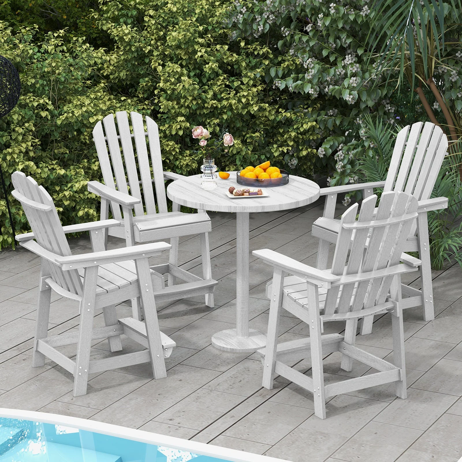 Patio Chair with Armrest and Footrest - White - Image 7