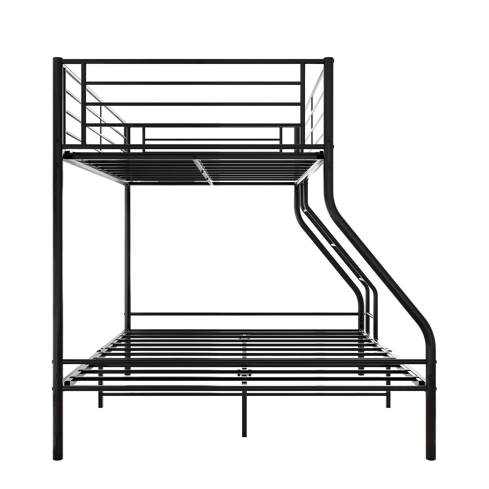 Heavy Duty Twin-Over-Full Metal Bunk Bed, Enhanced Upper-Level Guardrail, Black - Image 7
