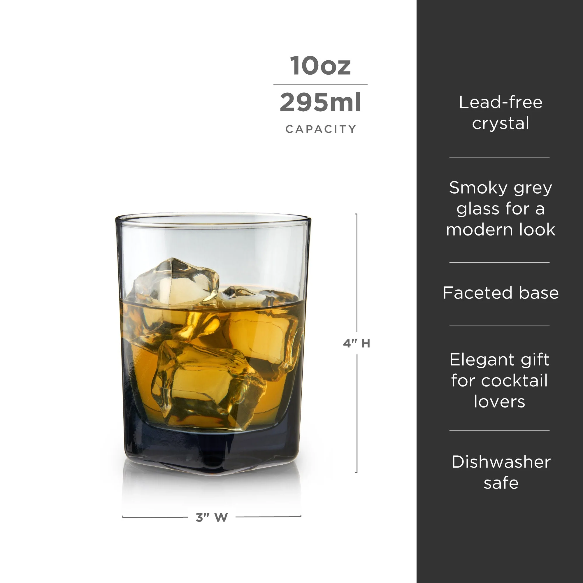 Hexagonal Crystal Double Old Fashioned Glasses in Smoke - Image 6