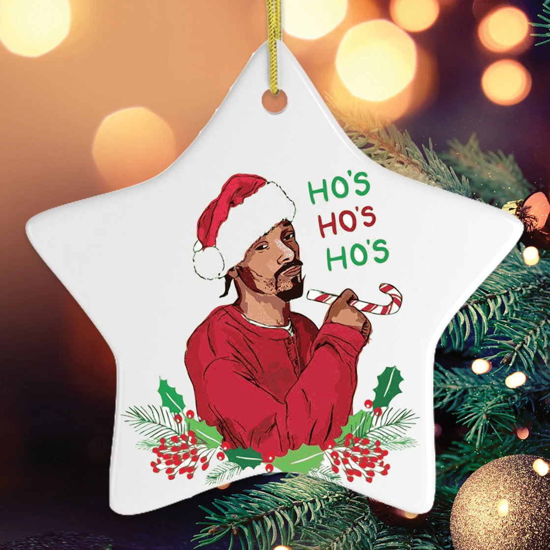 Ho’s Ho’s Ho’s Funny Hiphop Style Christmas Ornament by OrnamentallyYou - Image 4