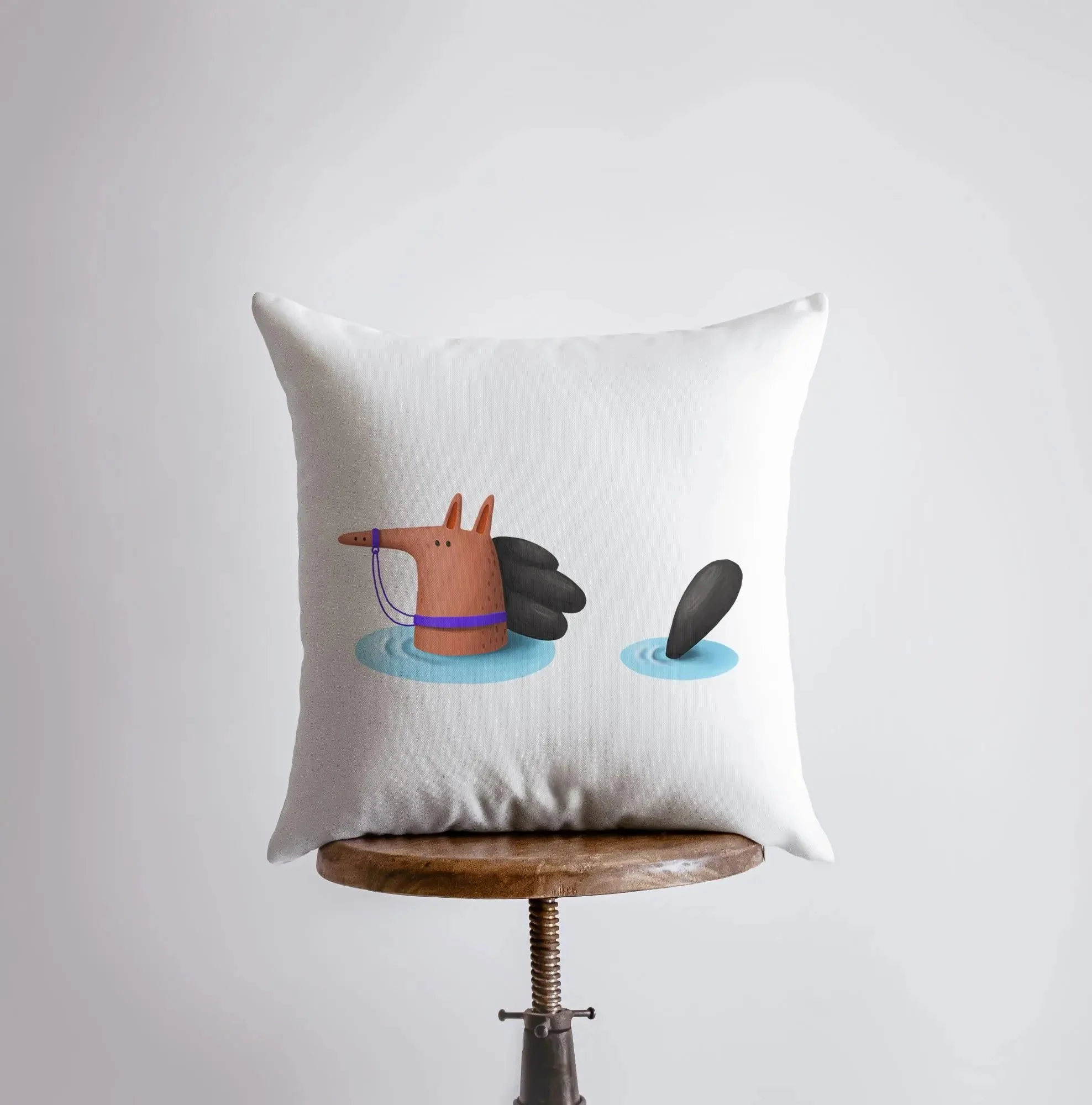 Horse Swimming, Throw Pillow