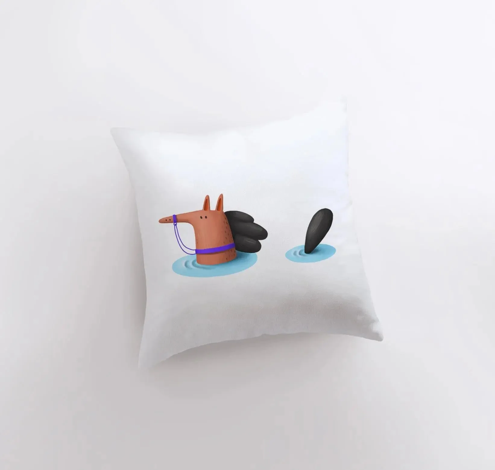 Horse Swimming, Throw Pillow - Image 3