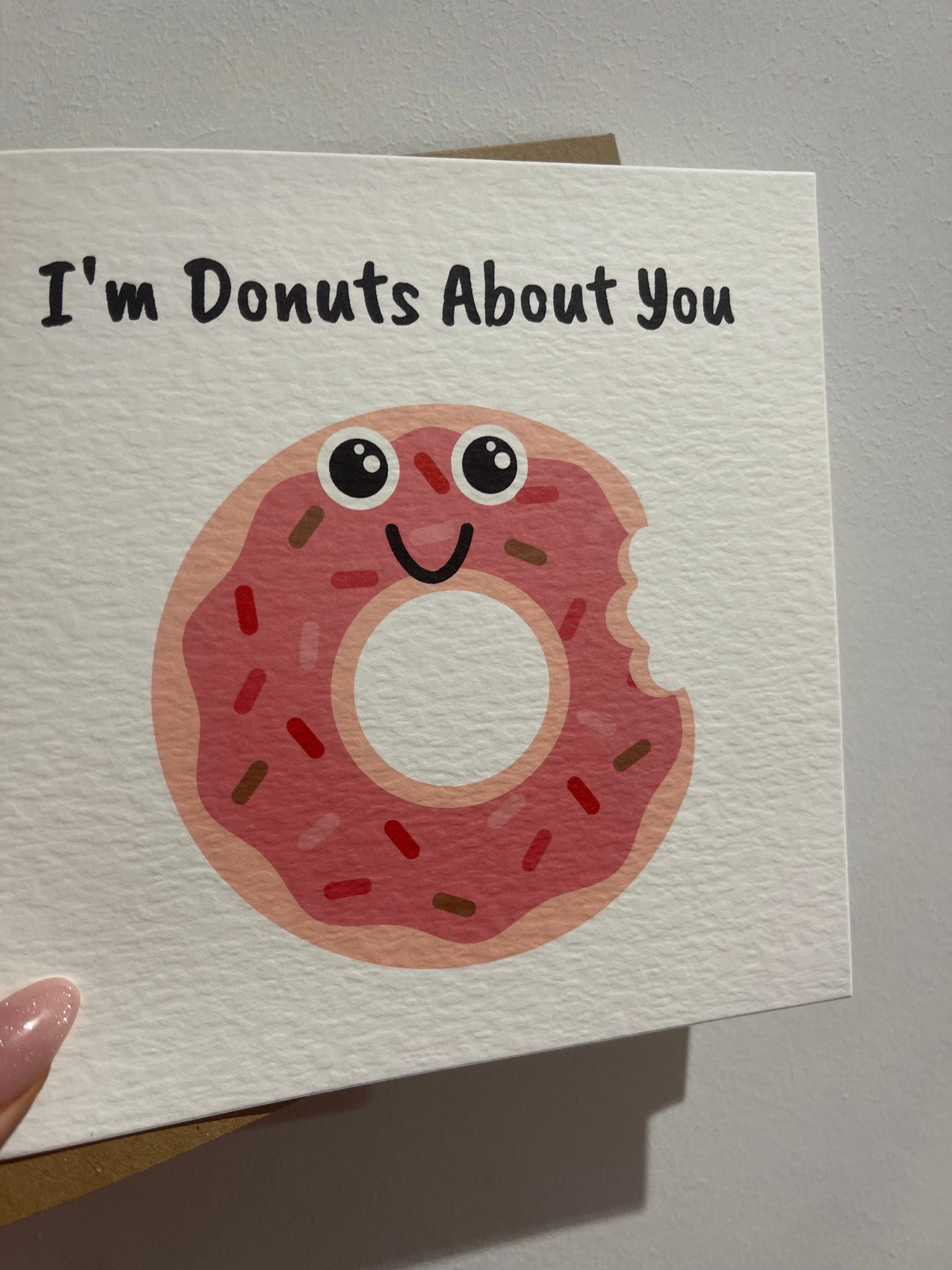 'I'm Donuts About You', Valentines Day, Hammered Card & Envelope - Image 2