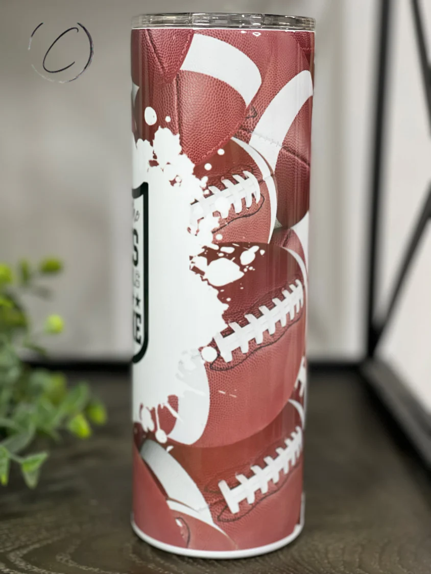 I'm Just Here For... Football 20oz Skinny Tumbler - Image 4