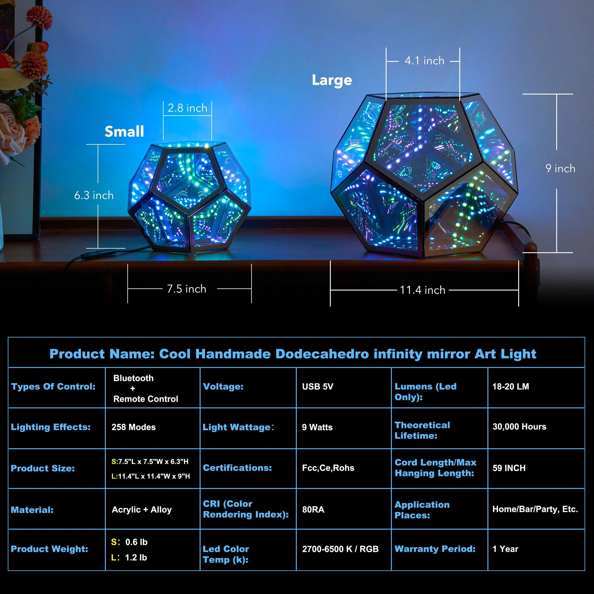 Infinity Dodecahedron Magic Table Lamp by EP Light - Image 4
