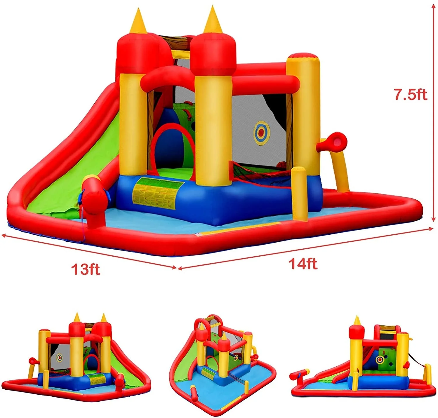 Inflatable Water Slide Jumper Bounce House with Ocean Ball without Blower - Image 4