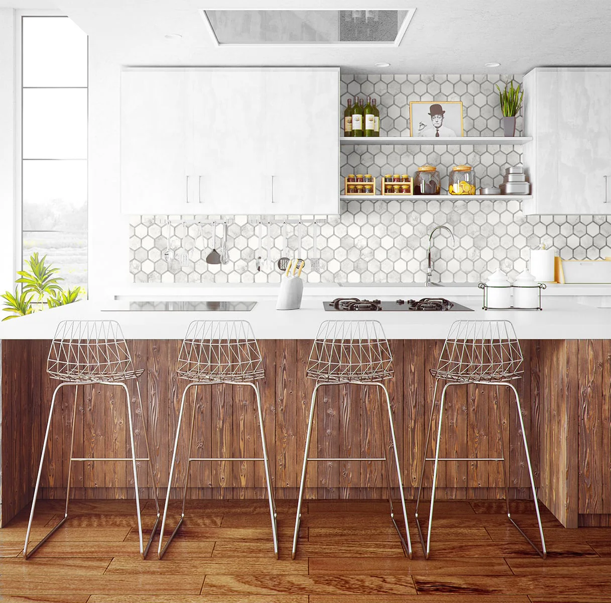 Inlay Hexagon Geometric Peel and Stick Removable Wallpaper - Image 14