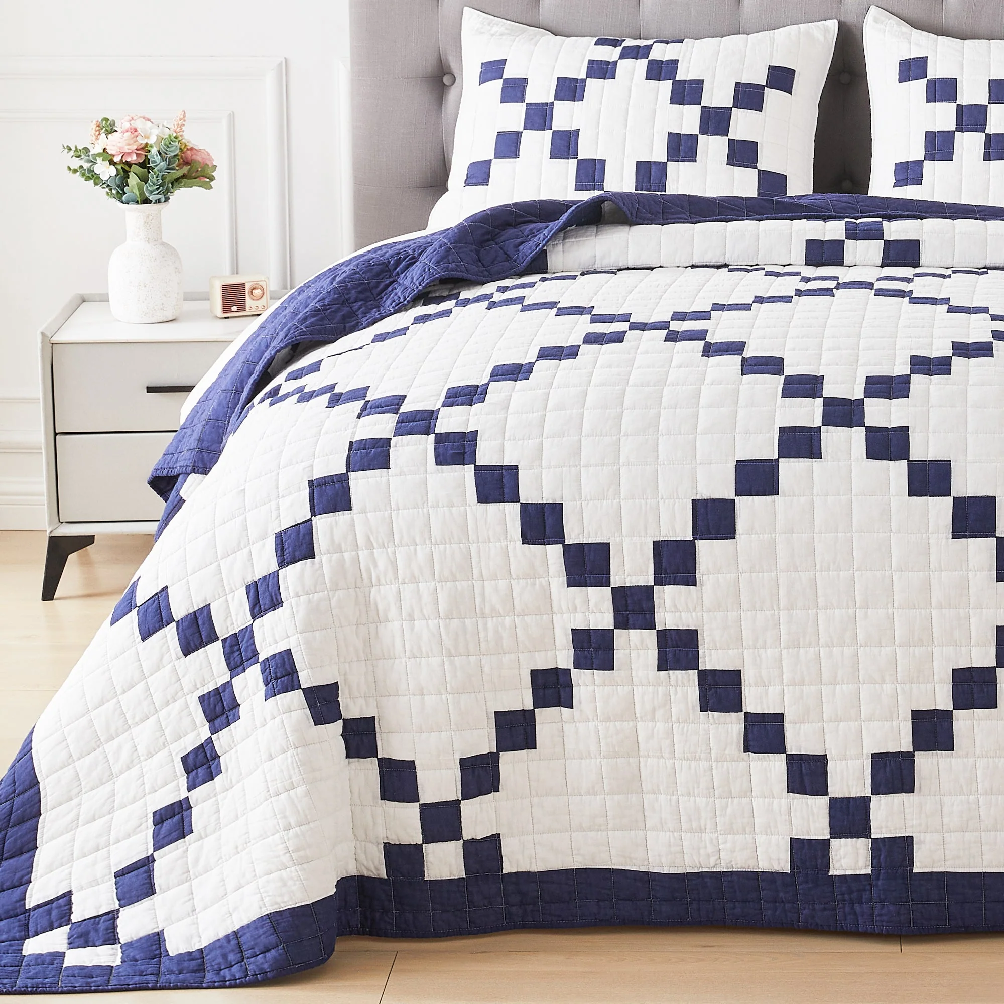 Irish Chain Patchwork Cotton Quilt Set - Image 15