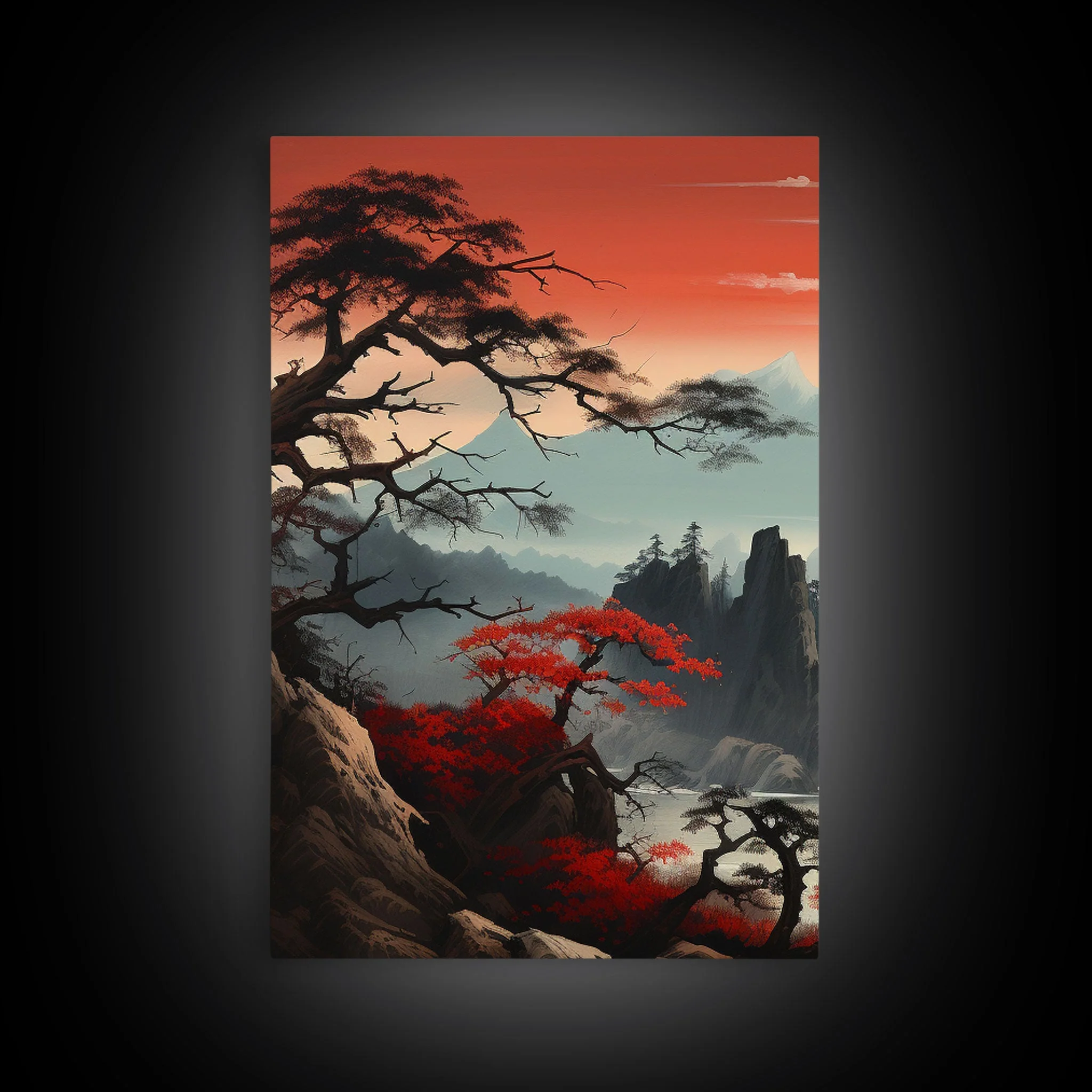 Japanese Wall Art, Mountains Print, Canvas Print, 3 Piece - Image 10