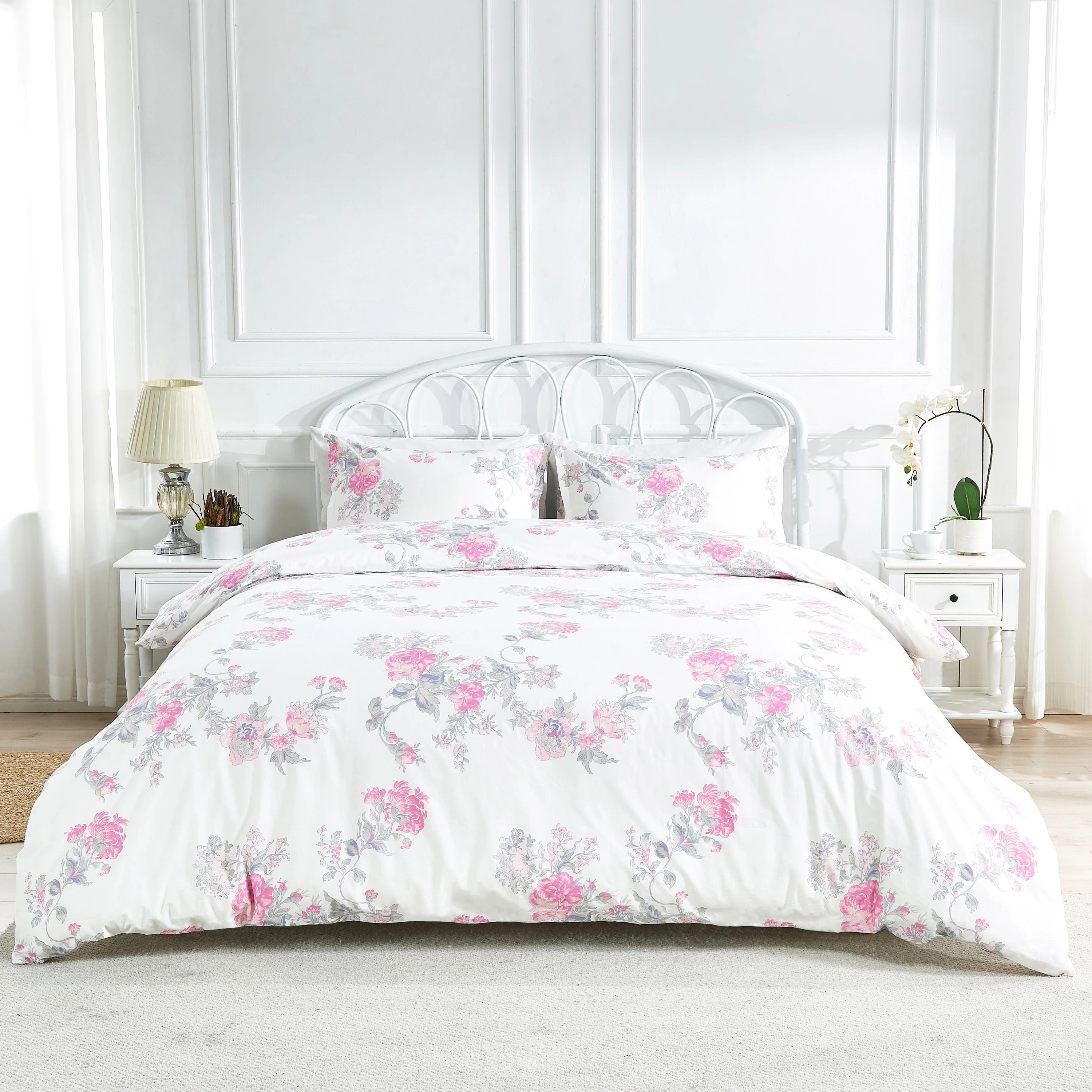 Jardin De Rose Printed Cotton Percale Duvet Set - Image 6