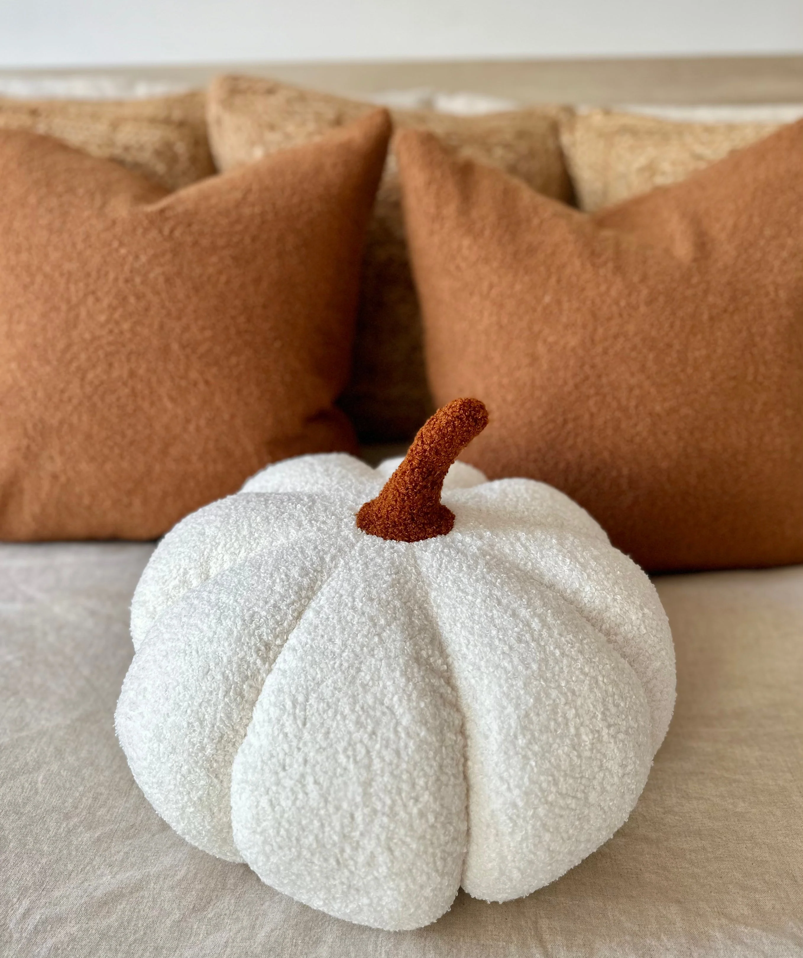 Jumbo Sherpa Cream Pumpkin Pillow - Image 4