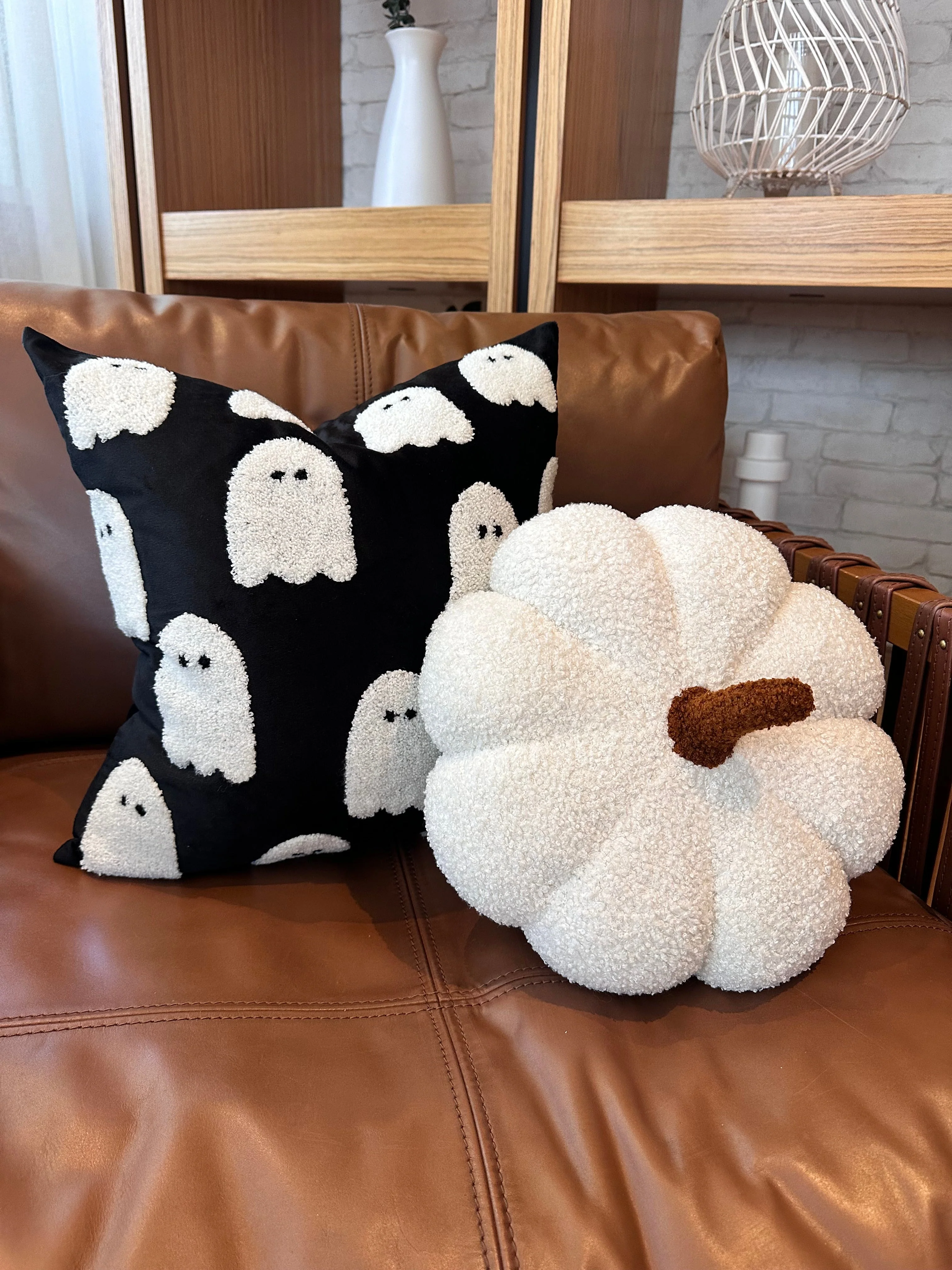 Jumbo Sherpa Cream Pumpkin Pillow - Image 5
