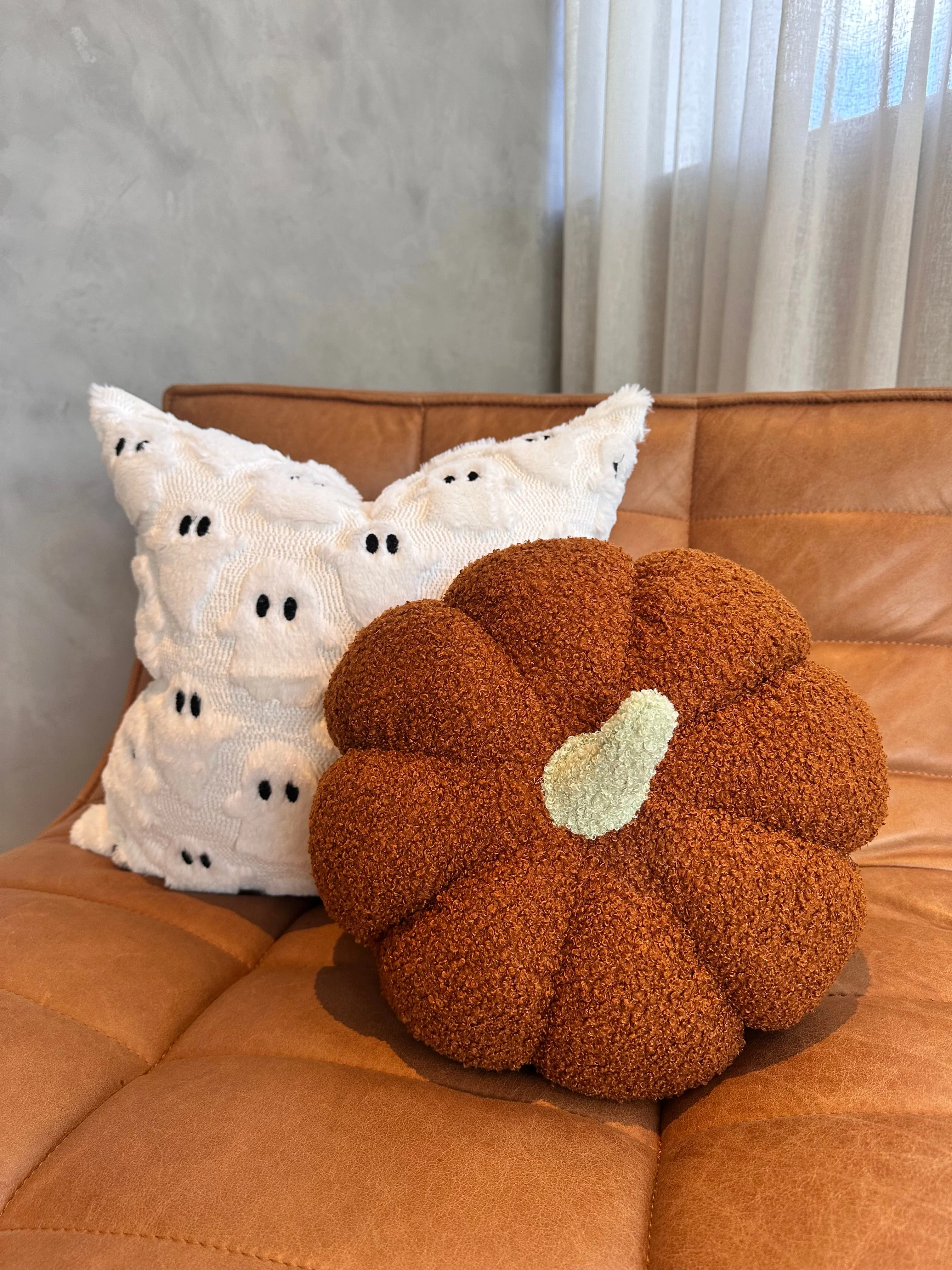 Jumbo Sherpa Orange Pumpkin Pillow - Image 3