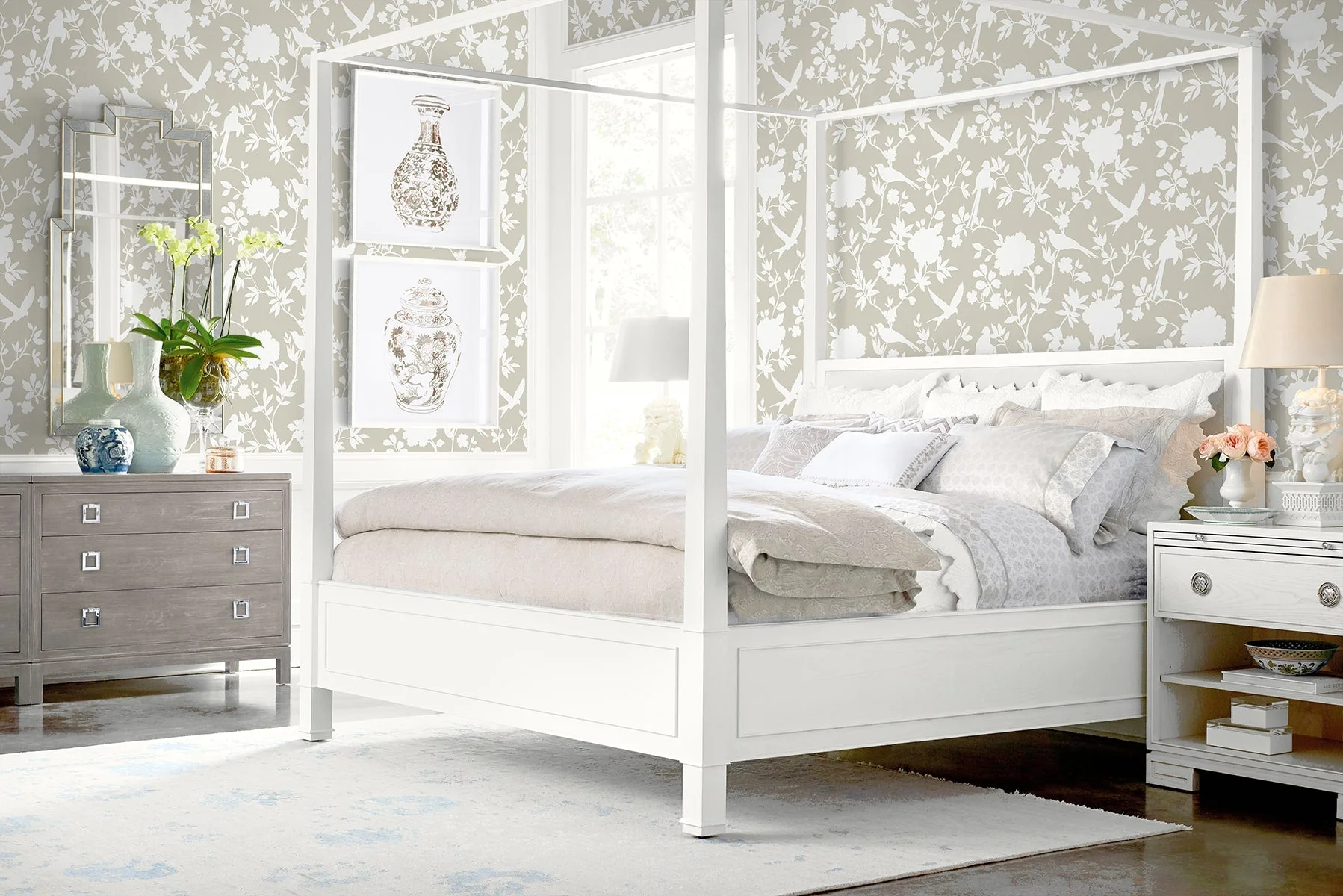 Kauai Bird Toile Embossed Vinyl Unpasted Wallpaper - Image 11