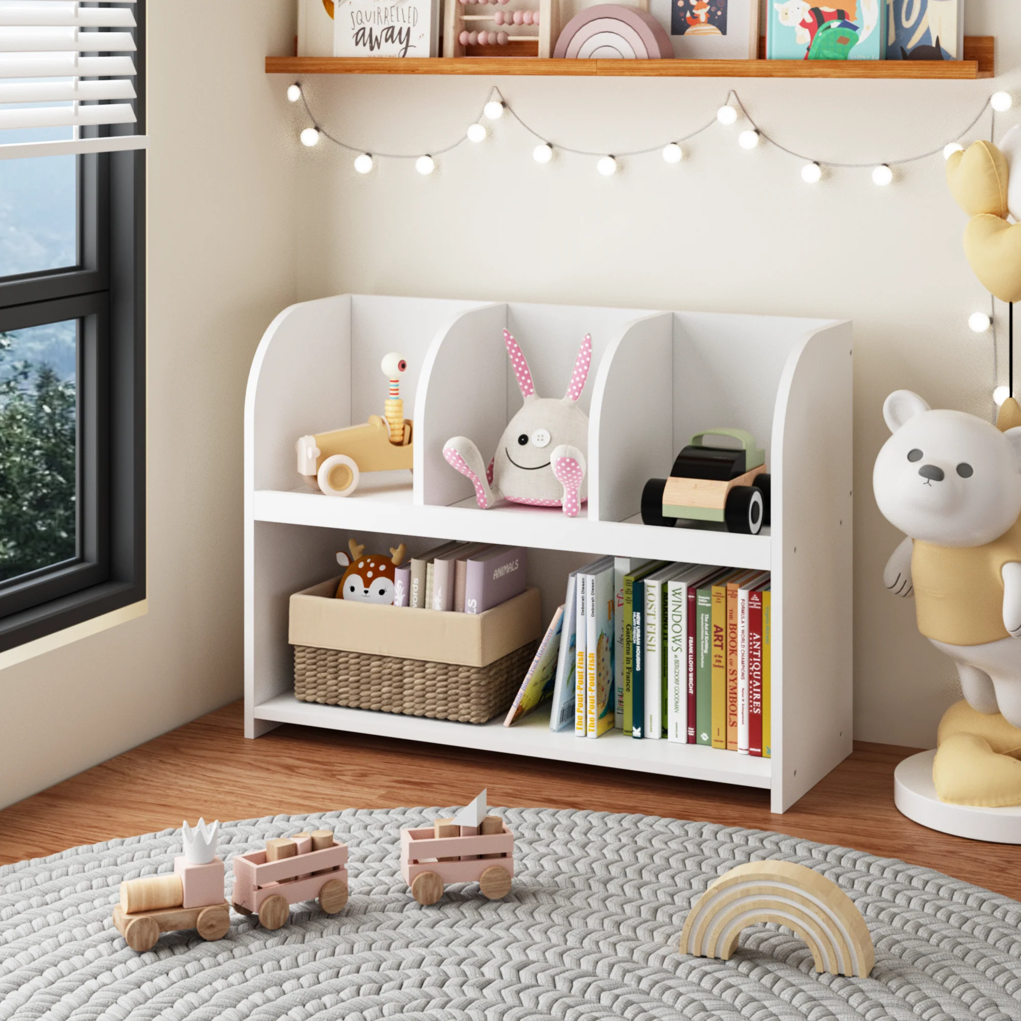 Kids Bookcase with 4 Compartments - Image 2