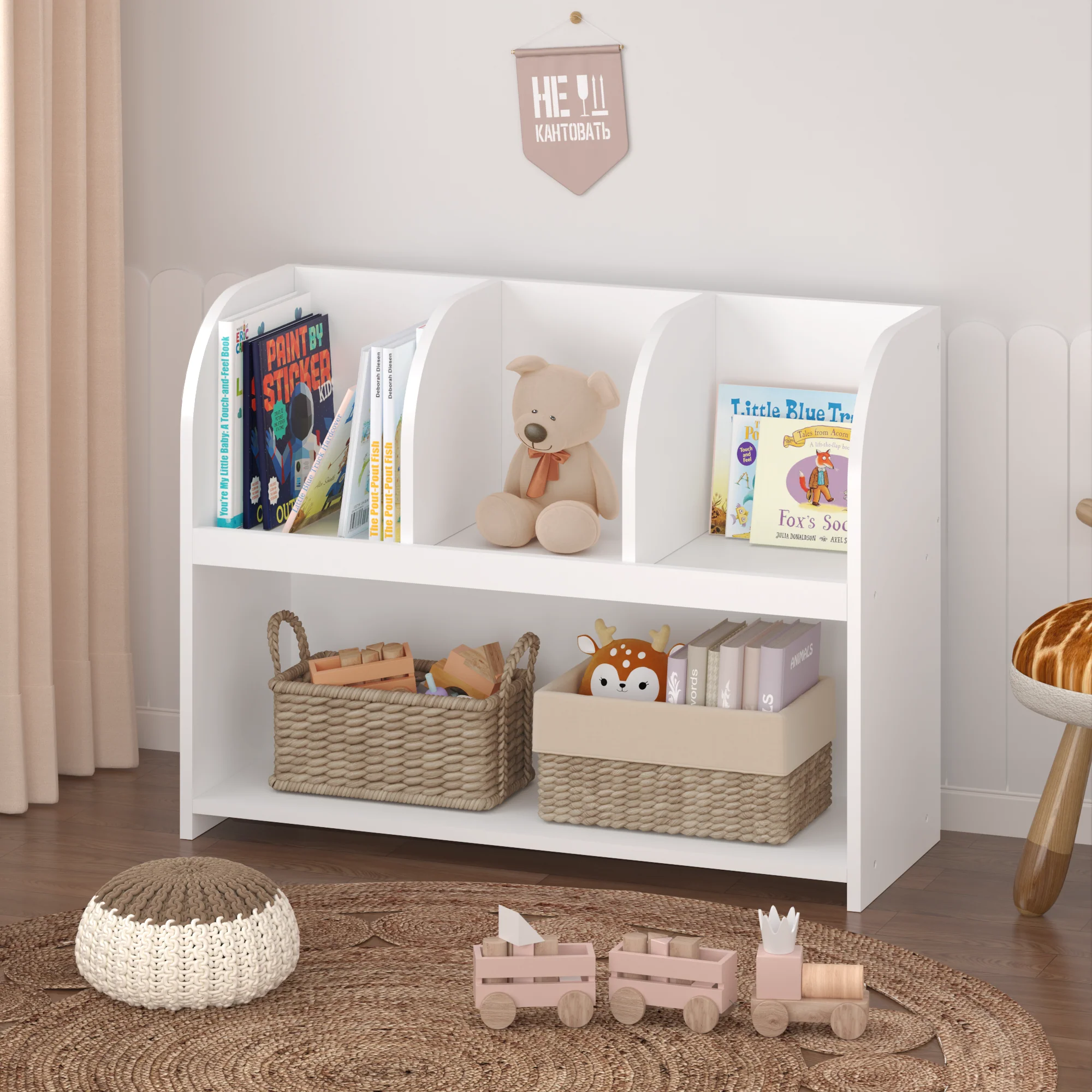 Kids Bookcase with 4 Compartments - Image 5