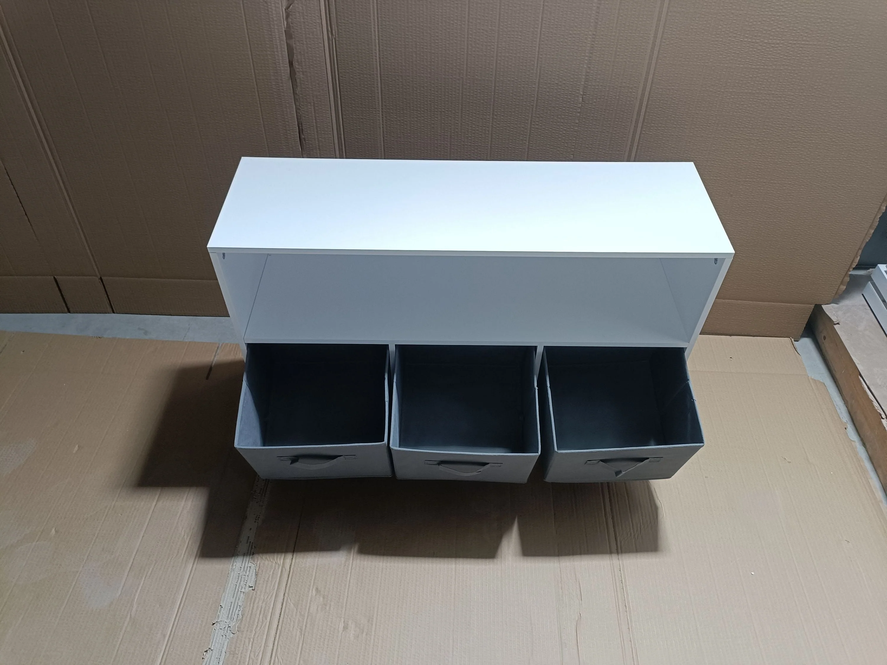 Kids bookcase with Collapsible Fabric Drawers, White/Gray - Image 30