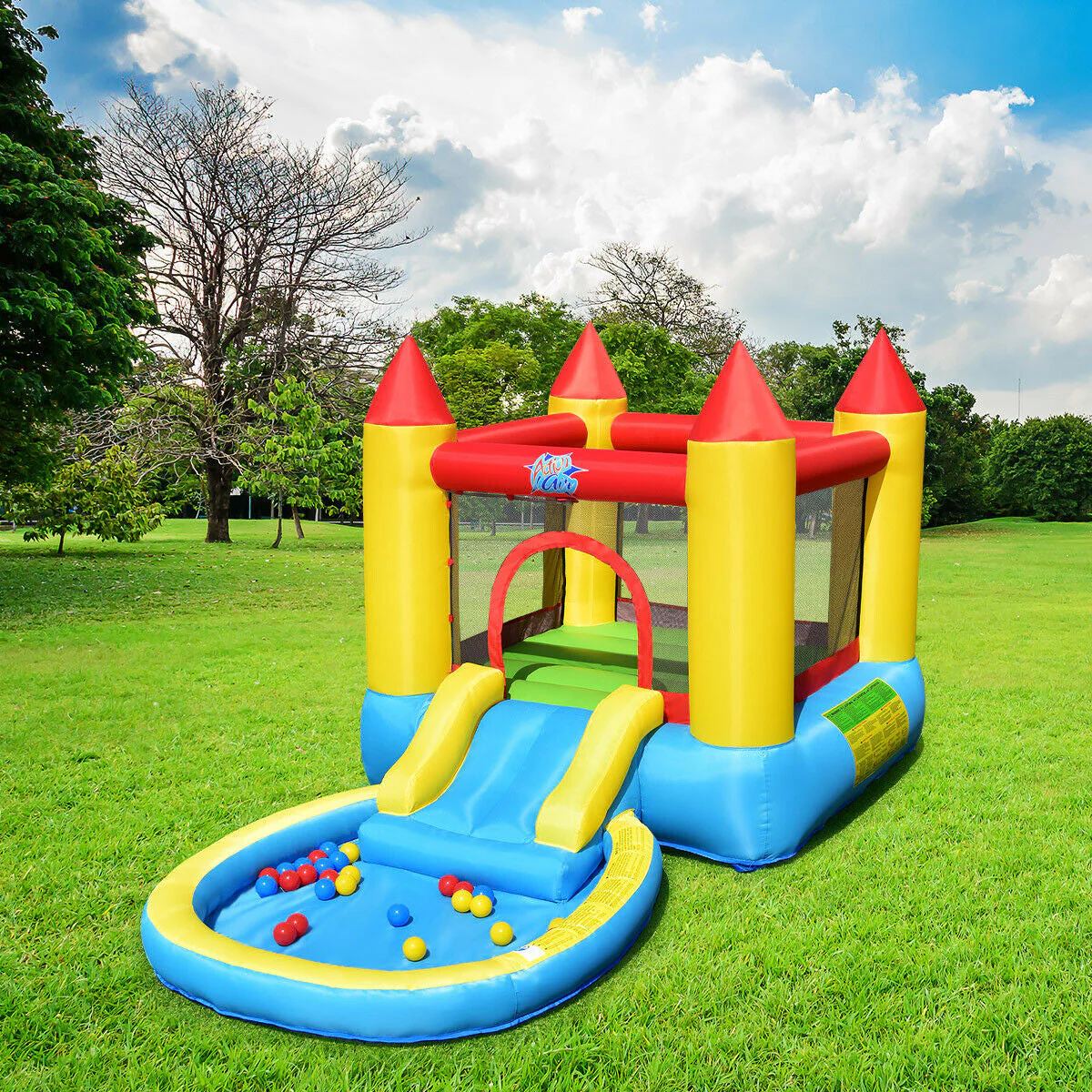 Kids Inflatable Bounce House Castle with Balls Pool and Bag - Image 2