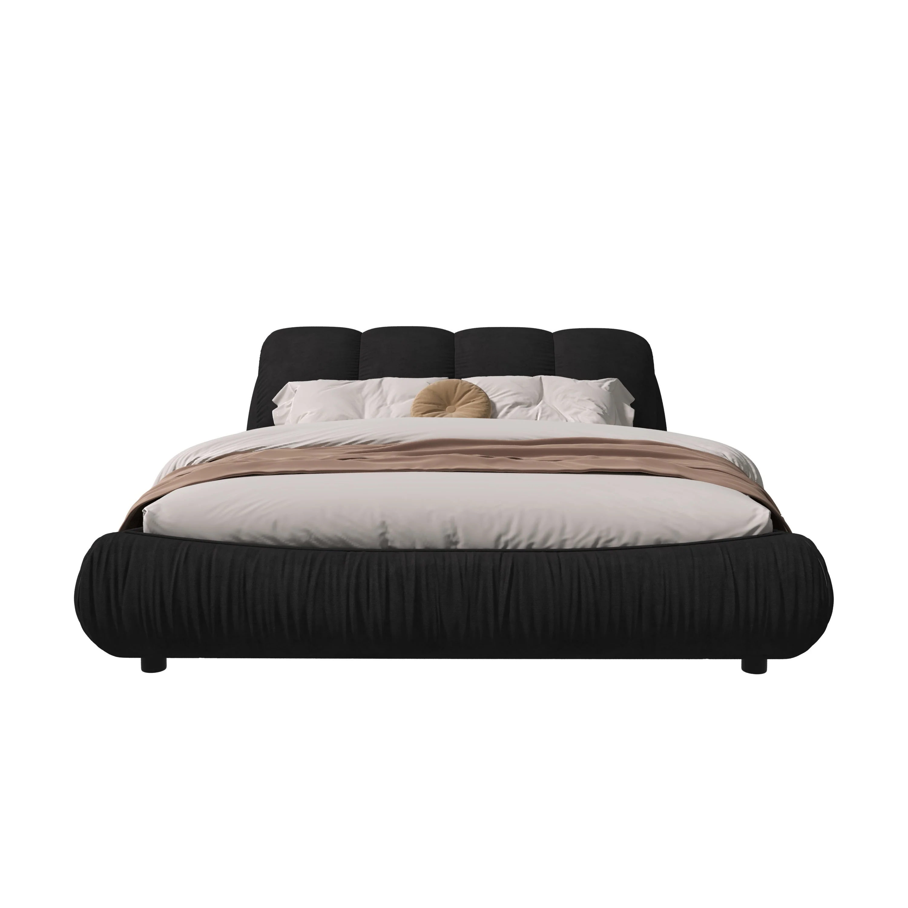 King Size, Upholstered Platform Bed - Black - Image 10