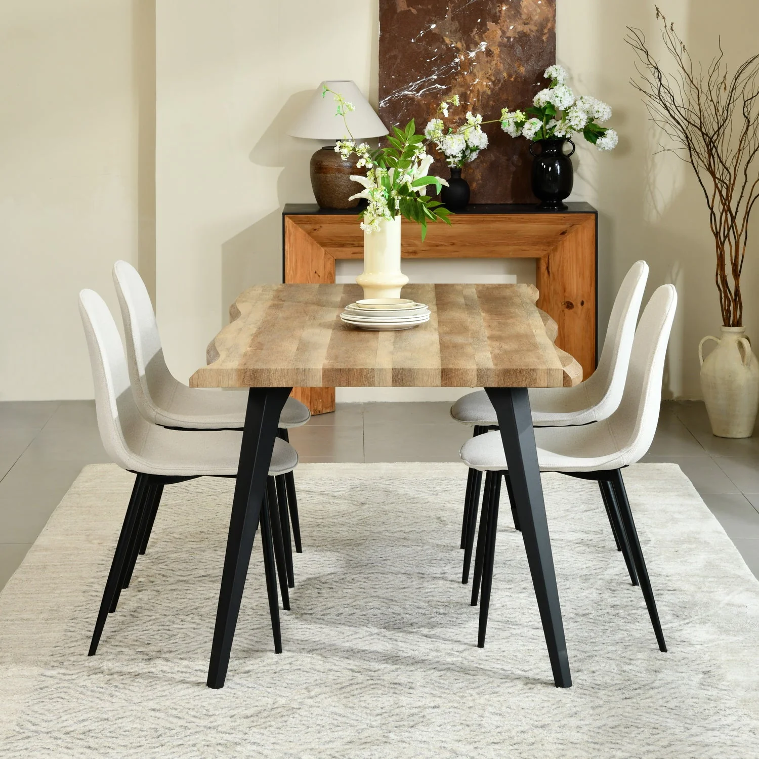 Lancelot 63" Walnut Dining Table for 6 with Black Metal Legs - Image 4