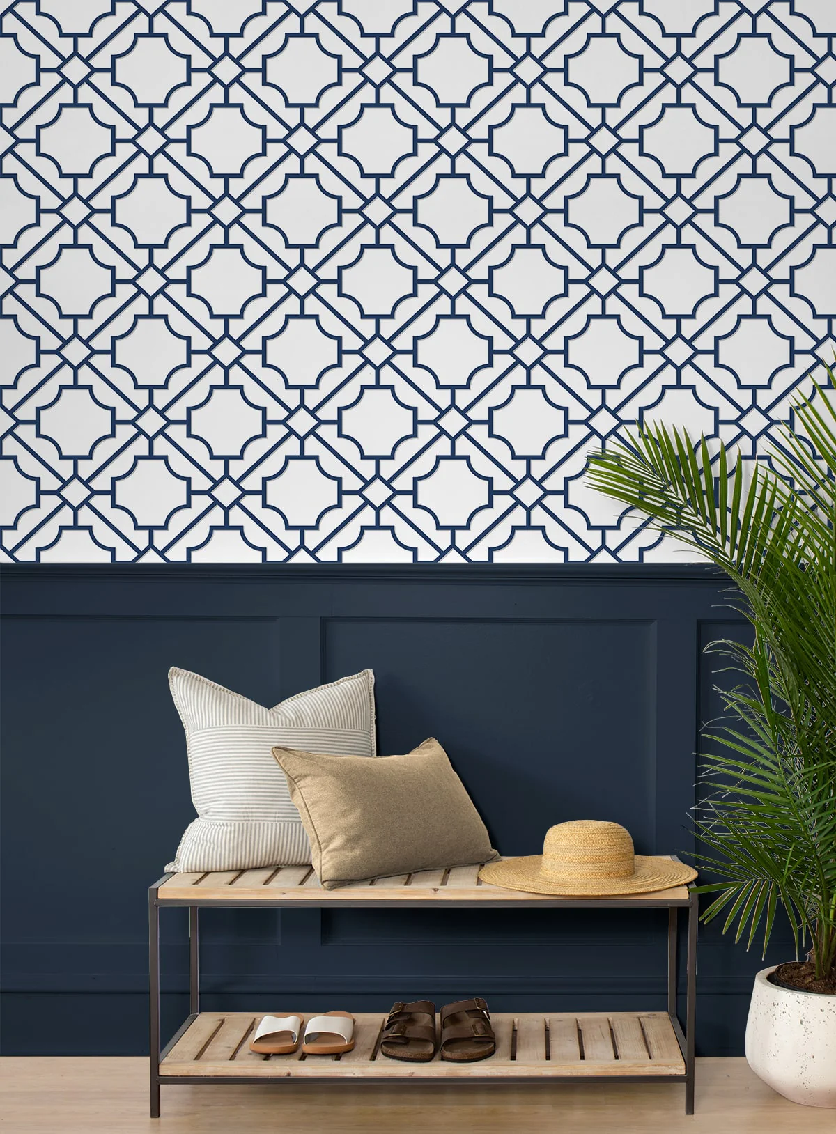 Lattice Geo Premium Screen Printed Peel and Stick Removable Wallpaper - Image 2